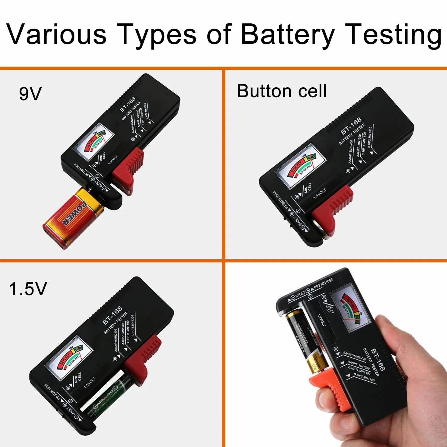 Tester Batteria Universale AA AAA C D 9V 1.5V Misuratore