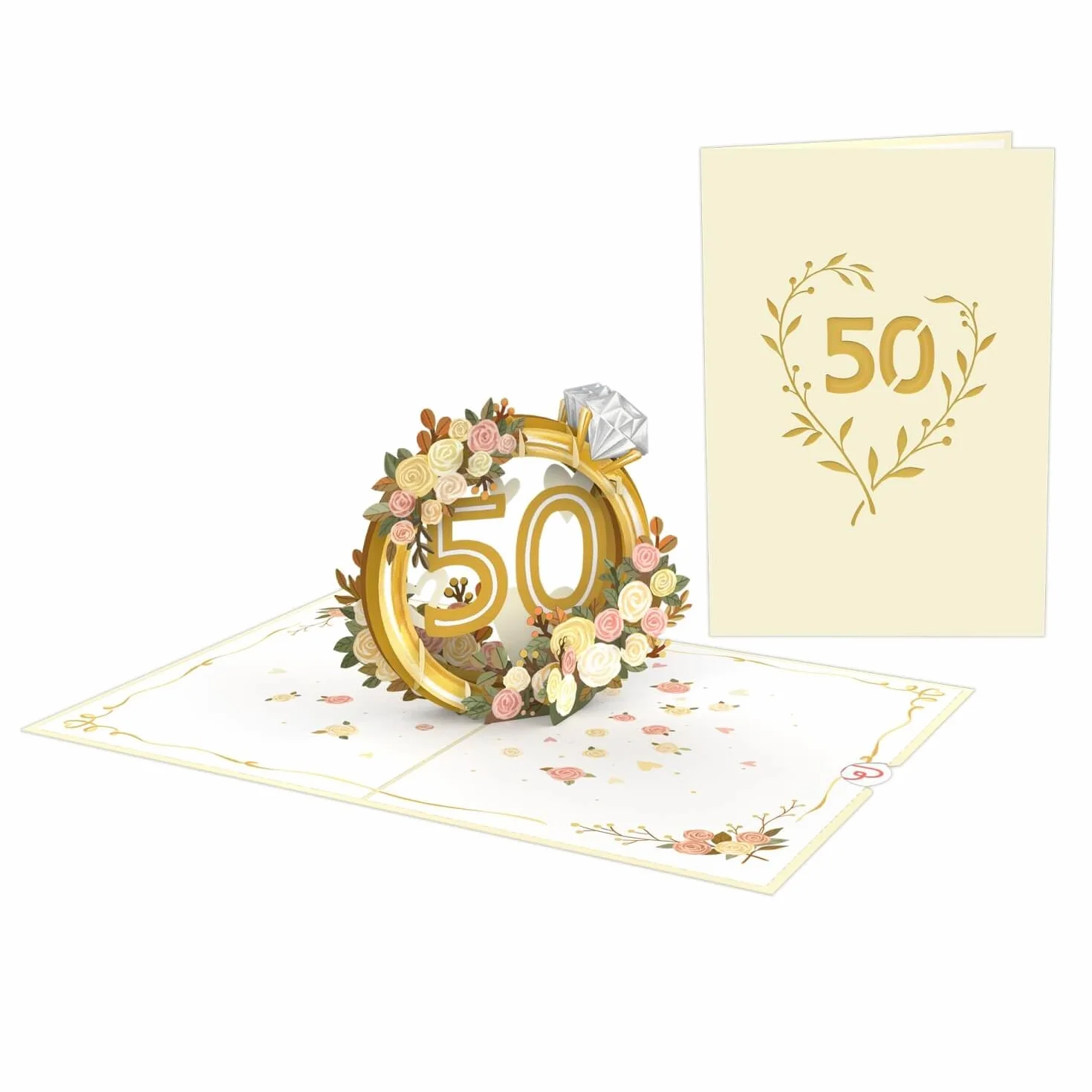 Papercrush® Biglietto anniversario matrimonio pop up 3D per 50 anni nozze d'oro con busta porta soldi
