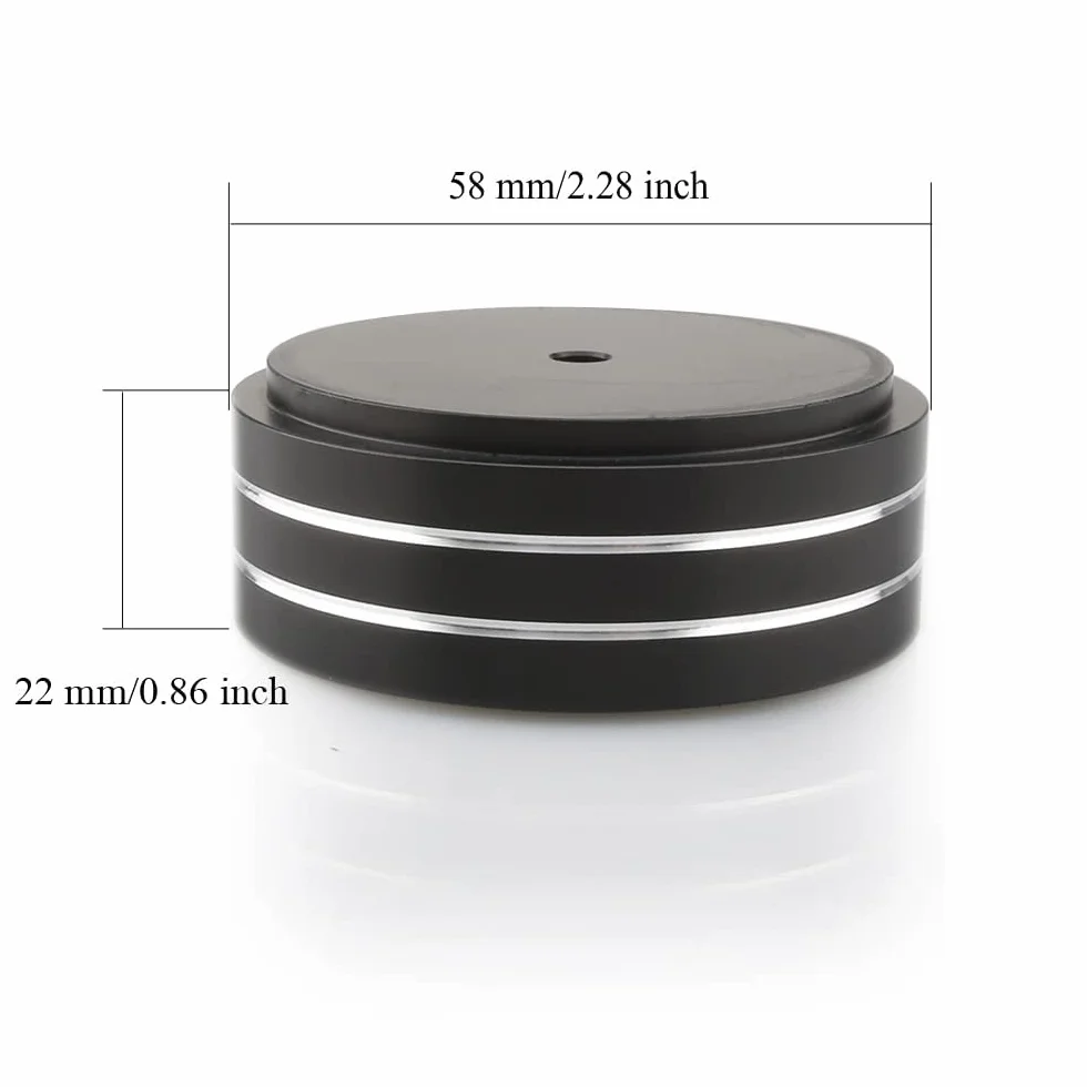 Piedini in alluminio 58x22 mm ammortizzatori vibrazioni HiFi nero con viti e anelli antiscivolo