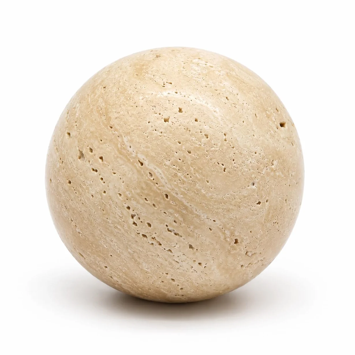 Sfera in marmo travertino giallo, lucidata a mano, decorazione a sfera in pietra naturale, decorazione per soggiorno (diametro 10 cm)