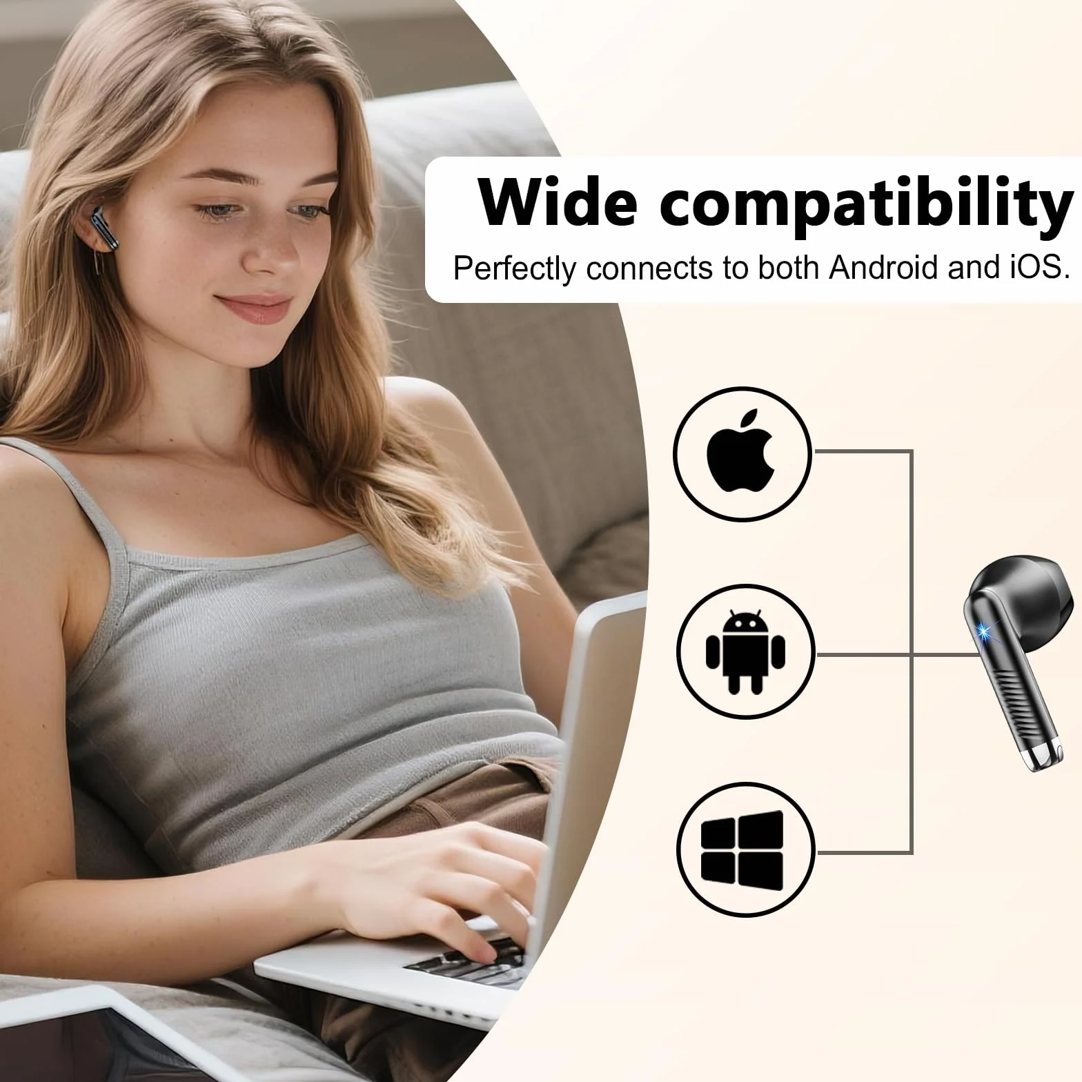 Cuffie Bluetooth 5.4, Auricolari Wireless In Ear con 6 ENC Mic, 6D Hifi Stereo, Cancellazione Rumore, IP7 Impermeabili Sport