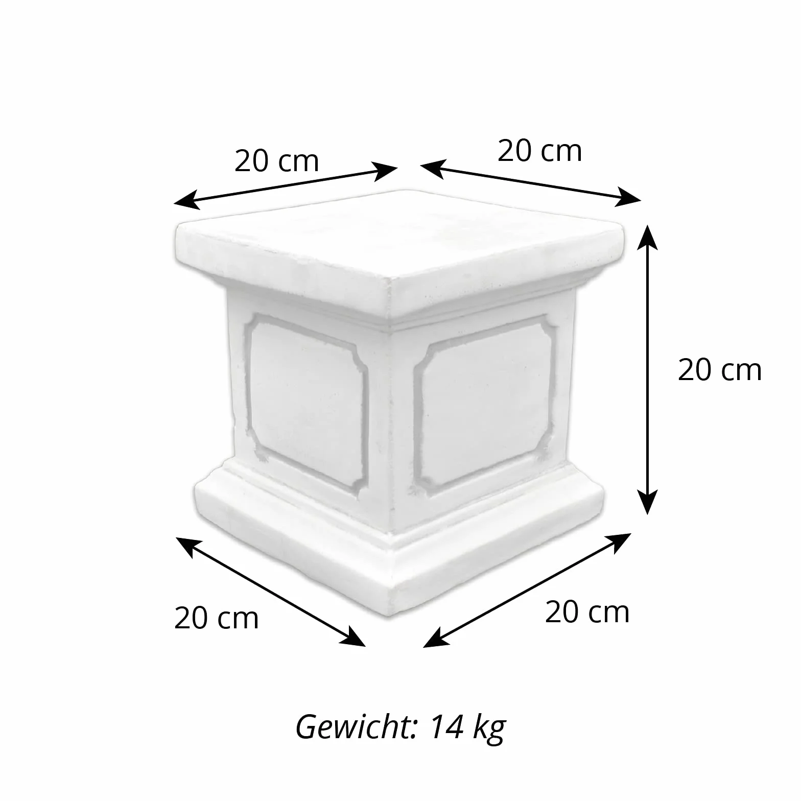 gartendekoparadies.de Piccolo basamento quadrato - Basamento in pietra - Altezza: 20 cm - Superficie a terra: 20 x 20 cm - 13 kg - Grigio - Resistente al gelo - Per l'esterno