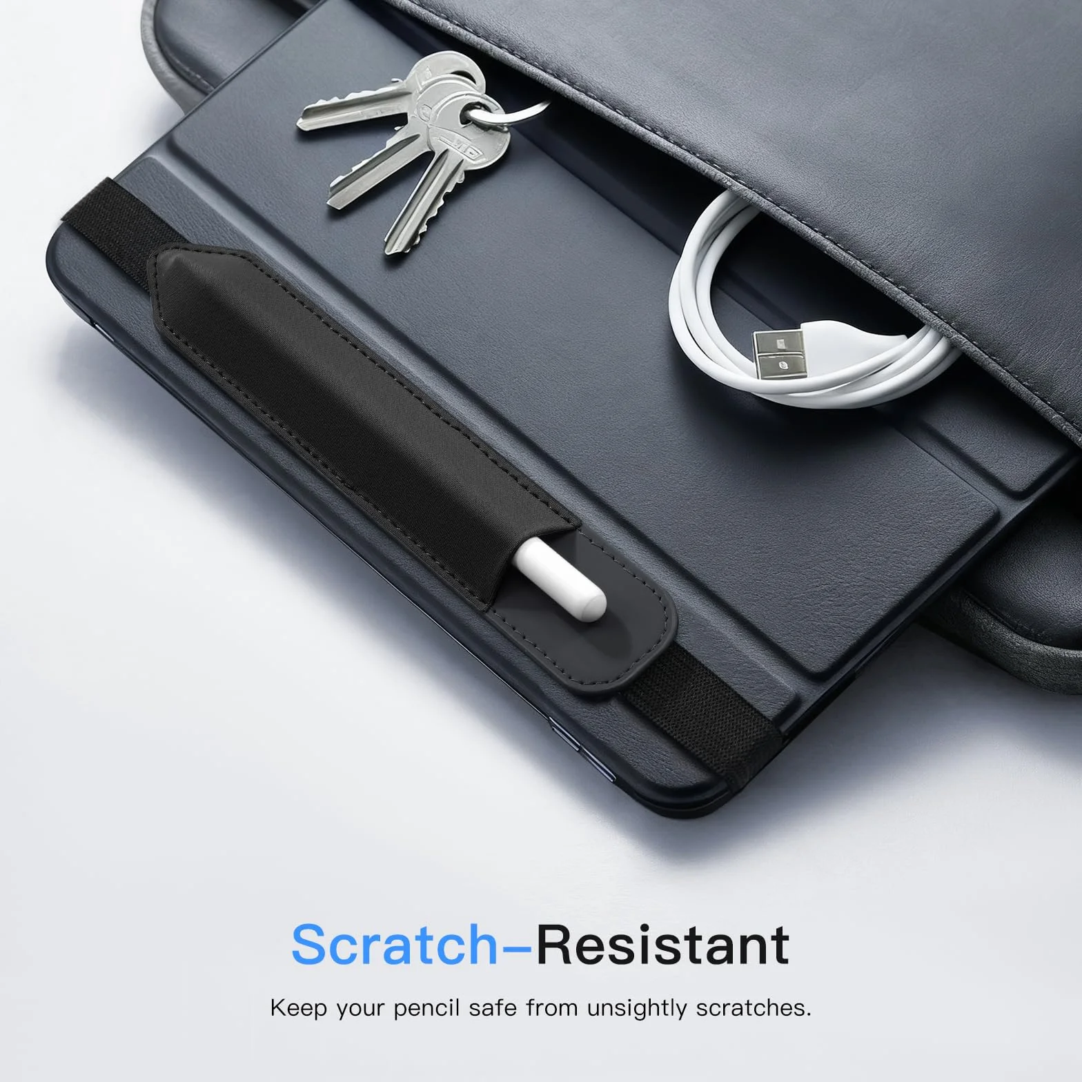 MoKo Custodia per Apple Pencil con Tasca Elastica Staccabile, Porta Matite per iPad, Nero