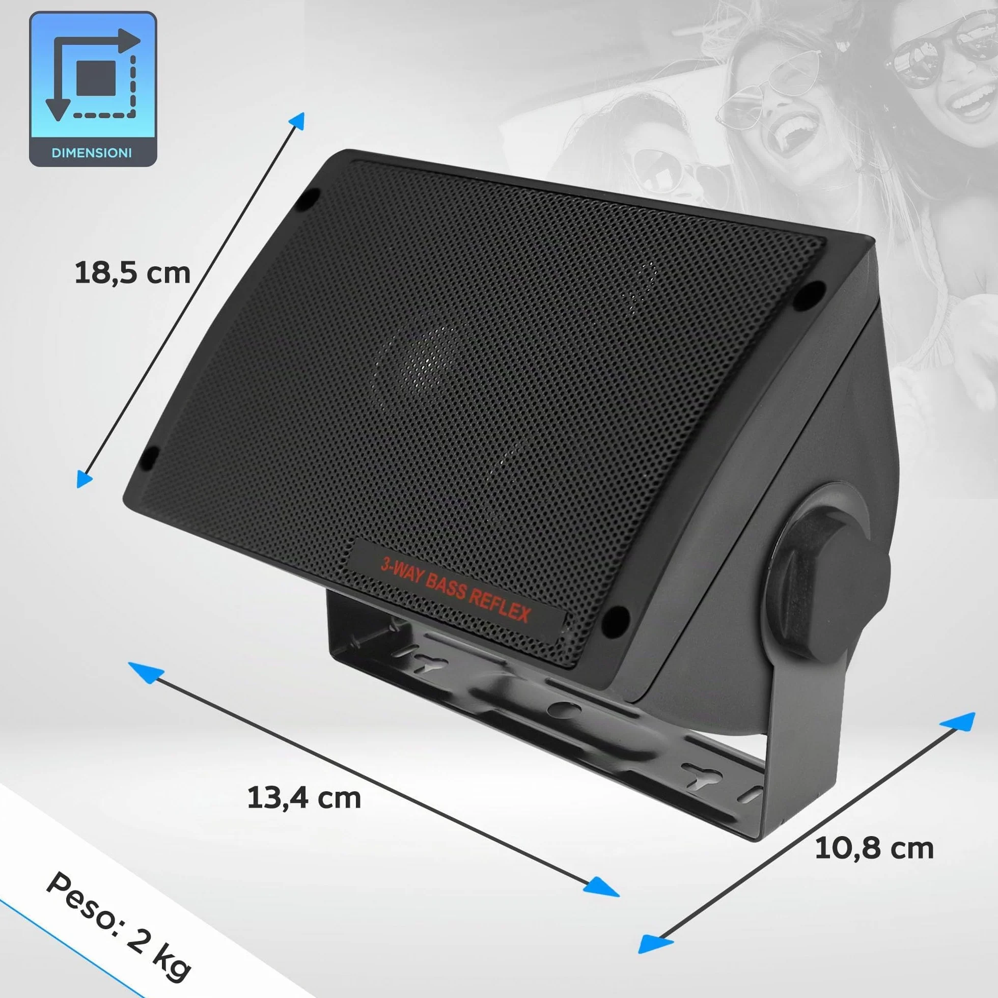 Pyramid Casse Audio Speaker 300 Watt Sistema Altoparlanti 3 Vie Montabile Diffusori Esterni Interni