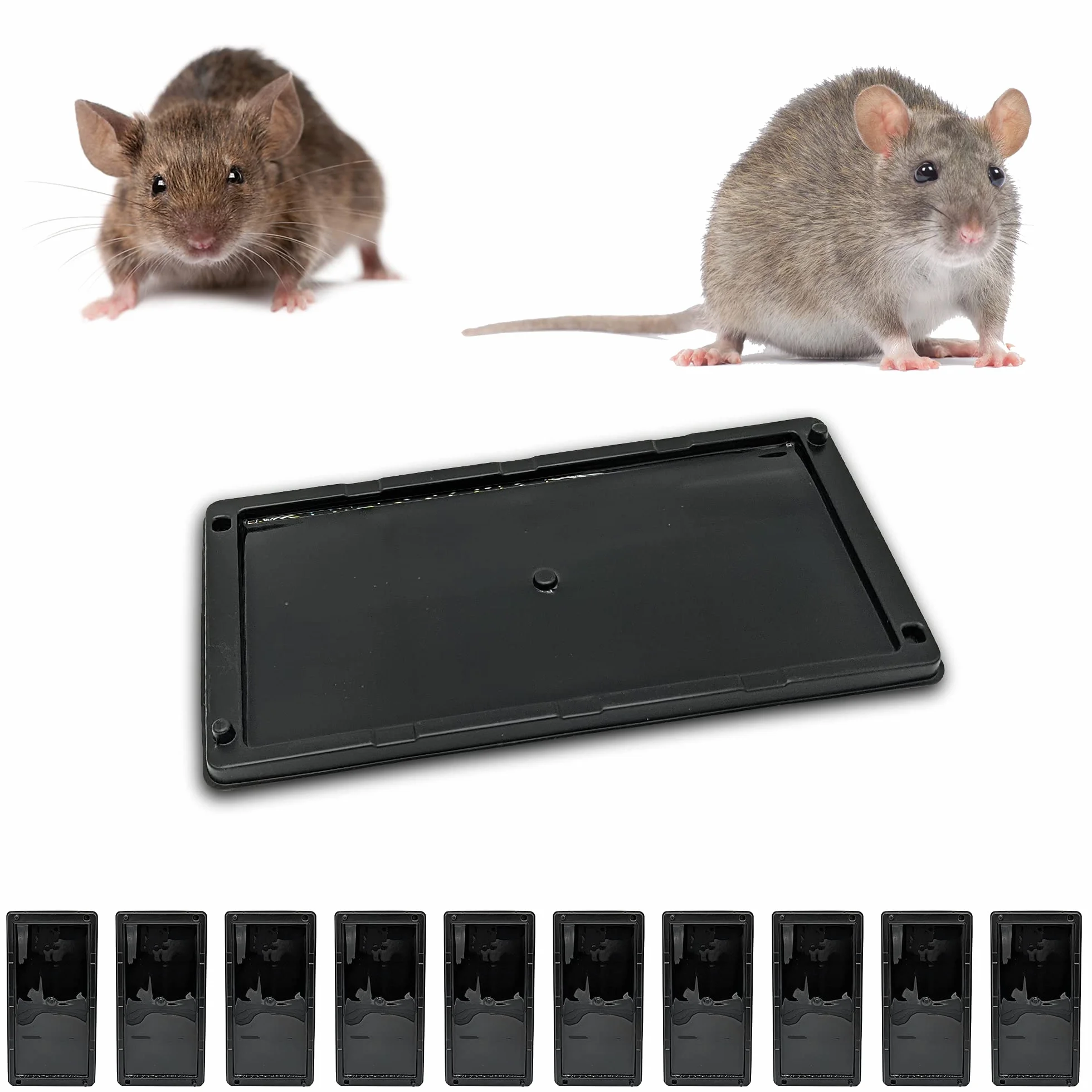 Trappola Adesiva per Topi e Ratti, Grandi Trappole con Colla Professionali, Cattura di roditori, ultra Appiccicoso (10 Piastre Adesive)