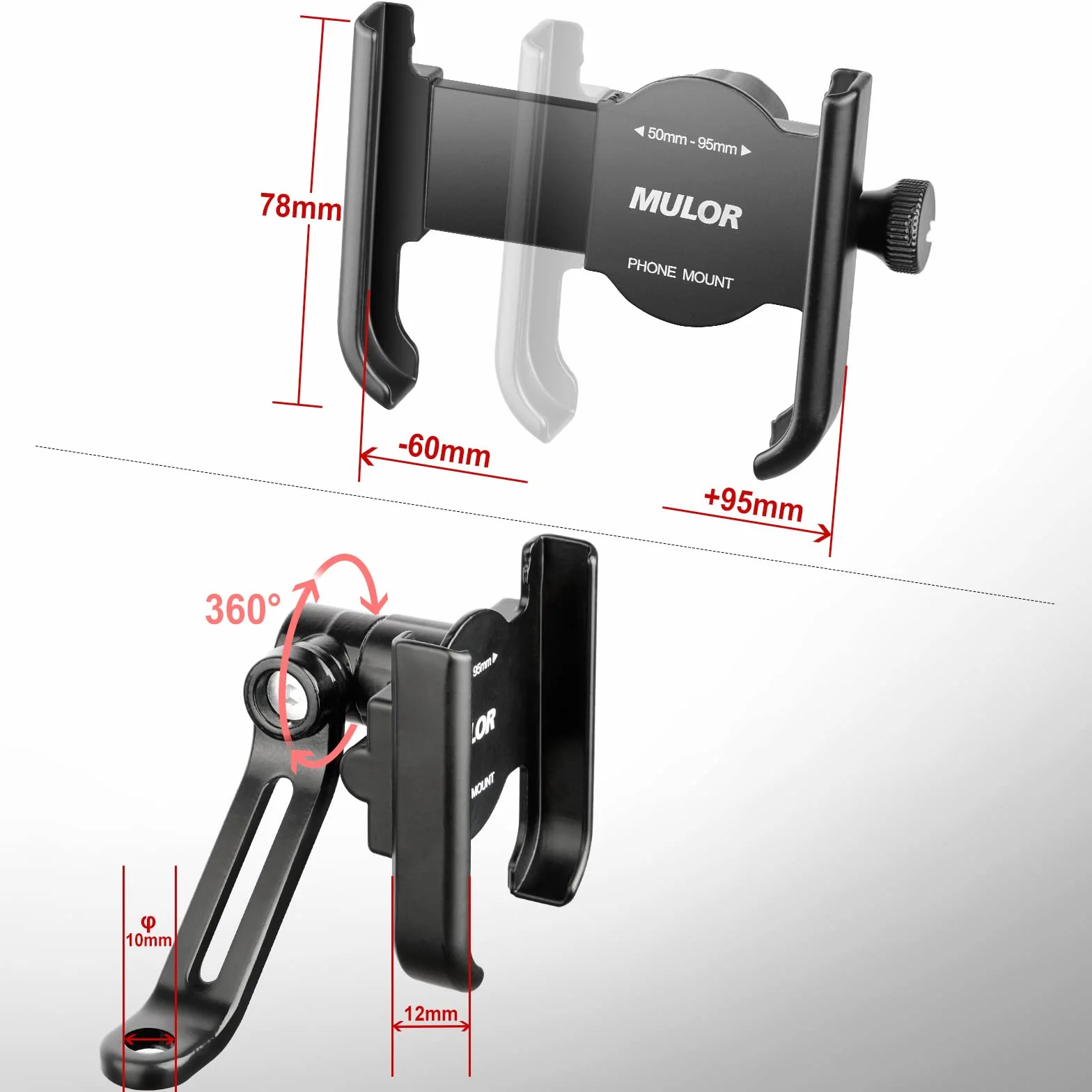 Porta Cellulare Moto Supporto Telefono per Specchio Retrovisore 360° Rotabile