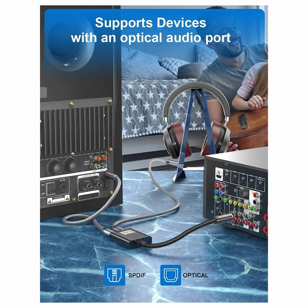 Sdoppiatore Fibra Ottica 2 in 1 Adattatore Audio Digitale per TV