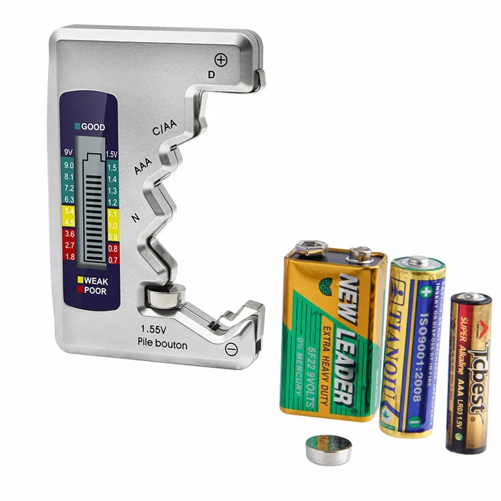 Mesee Misuratore Digitale Batterie Universale, Tester Batterie LCD Portatile per AA AAA C D N 9V 1.5V