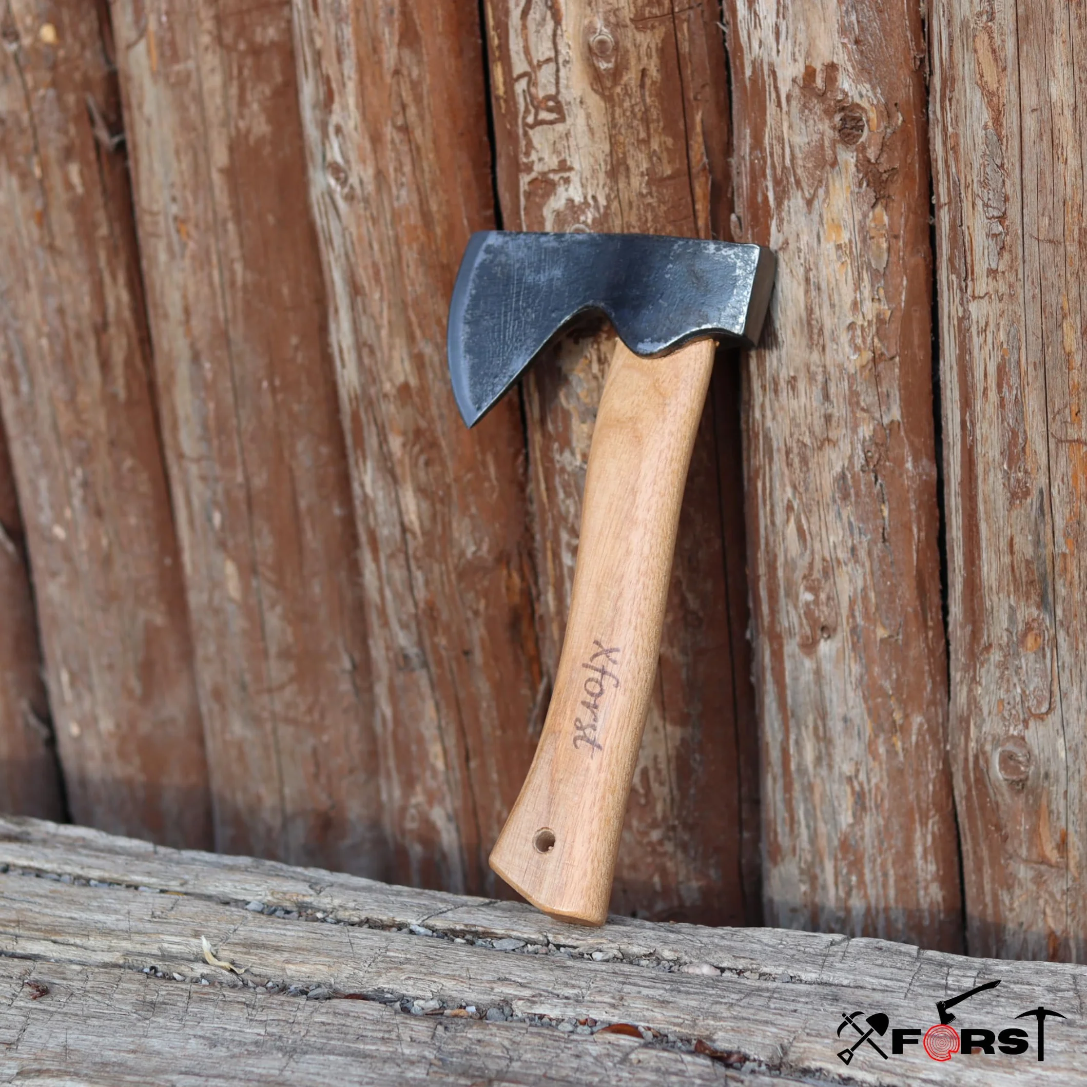 Xforst Ascia Vikinga sopravvivenza a mano manico legno 27cm