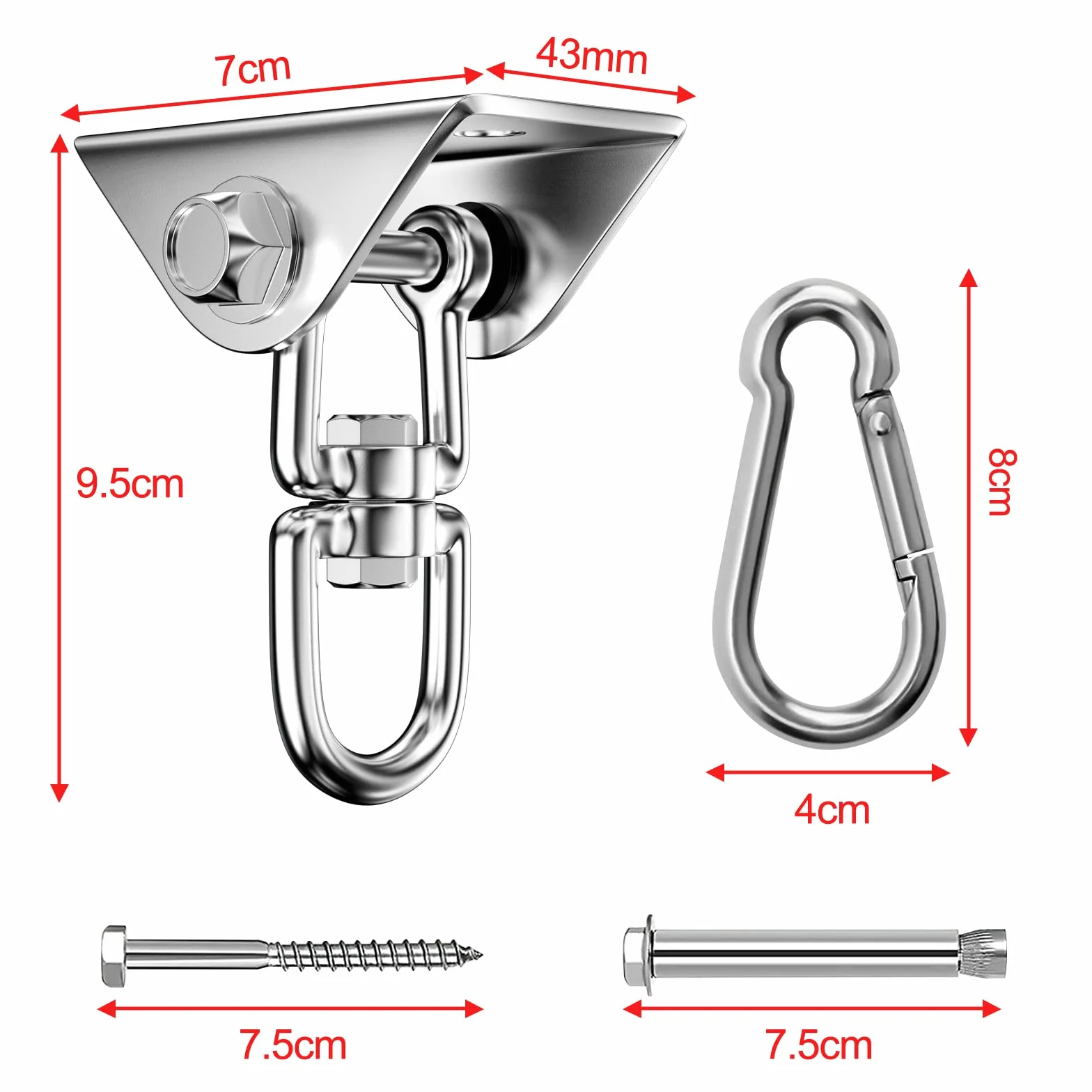Relota Gancio Soffitto Acciaio Inossidabile 450 kg Capacità Portante 360° Rotazione per Sedia Sospesa Altalena