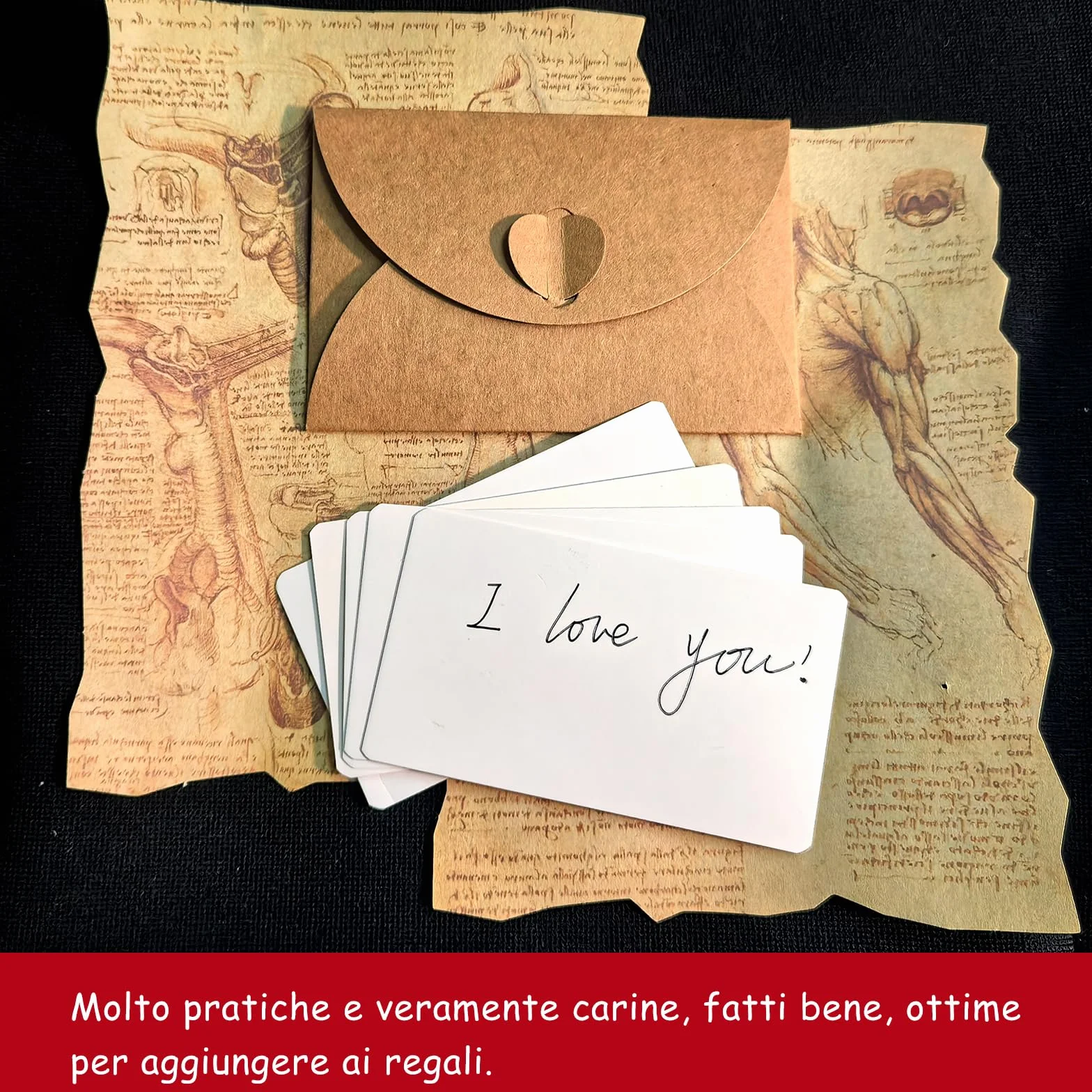 Buste di Carta Kraft Retro con Chiusura a Cuore 25 Pezzi per Biglietti di Auguri e Inviti