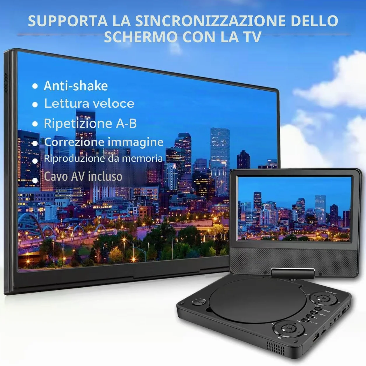 YOOHOO Lettore DVD portatile Bluetooth 9,5" HD per bambini