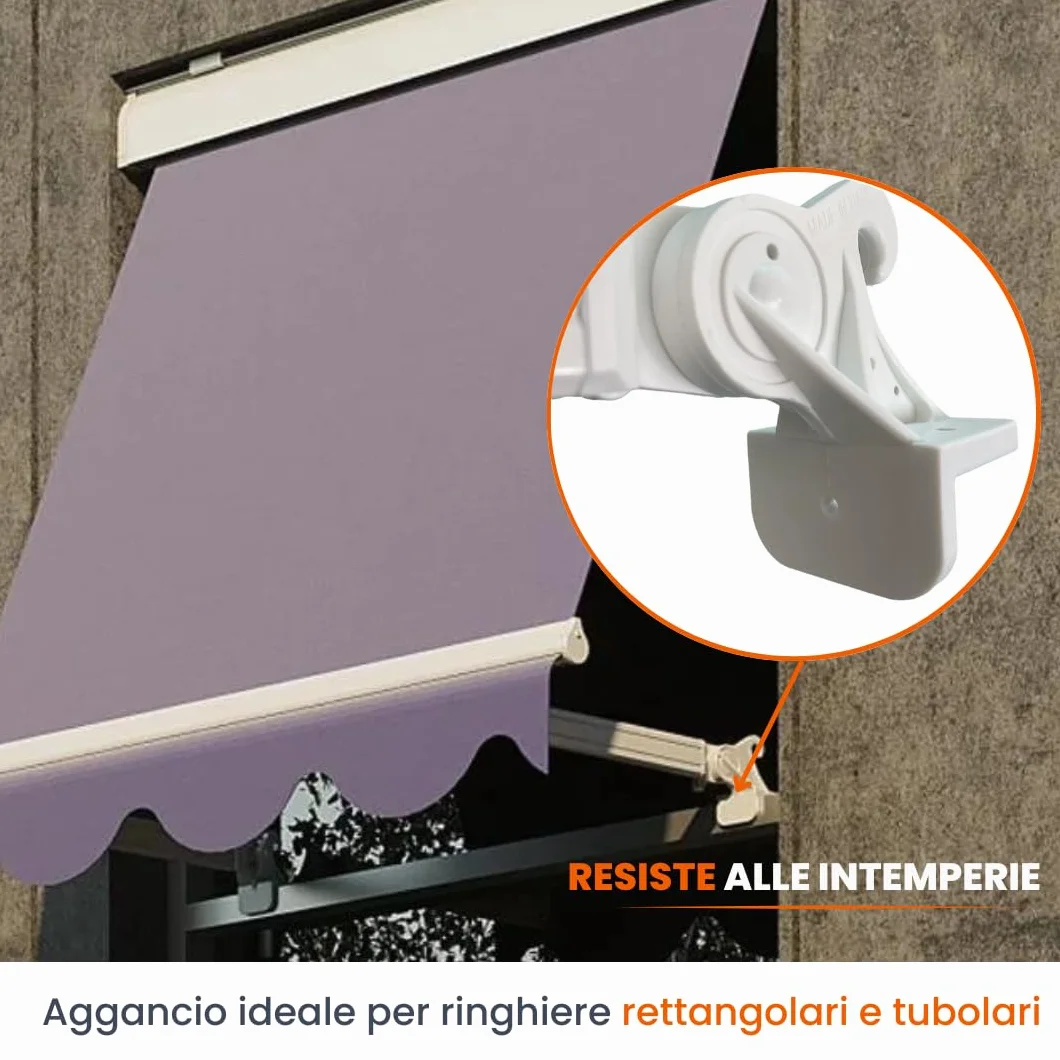 Braccetti per Tende da Sole Esterne in PVC Bianco 50 cm Regolabili 180° 1 Coppia