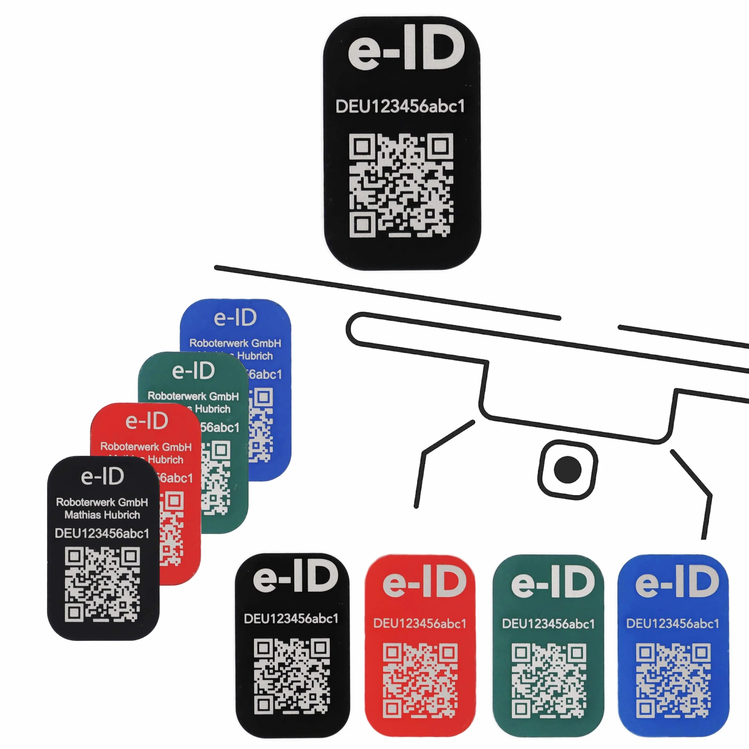 Targhette di Identificazione per Droni in Alluminio 31x19mm QR-Code