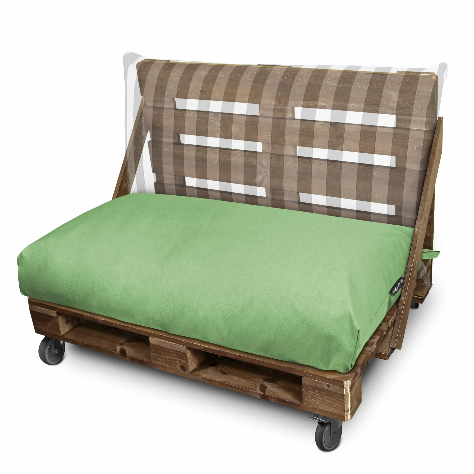 Happers Cuscino per Pallet Esterno 120x60x20 cm Antimacchia Sfoderabile Lavabile Verde