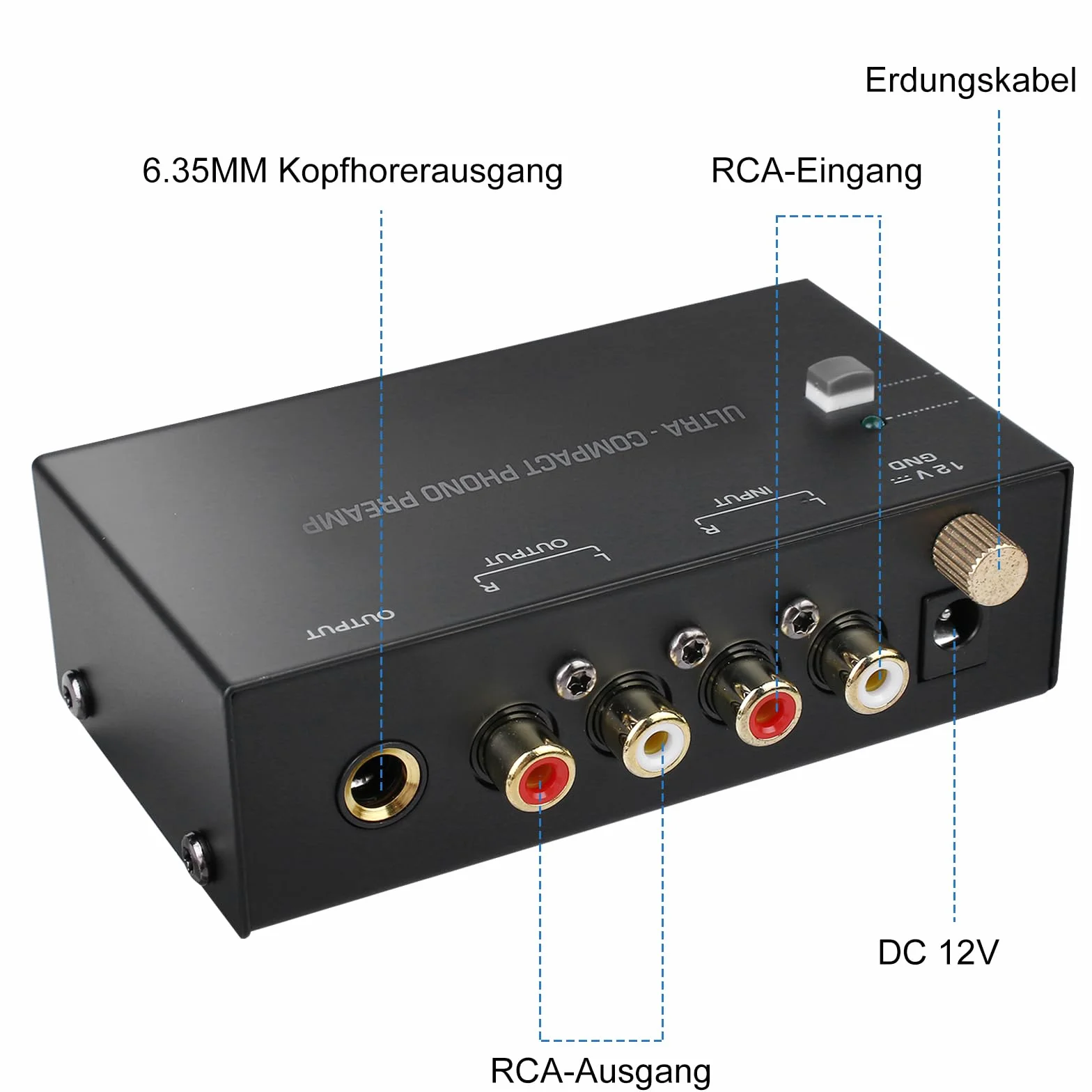 Preamplificatore Phono giradischi con adattatore DC 12V ingresso RCA uscita RCA spina UE