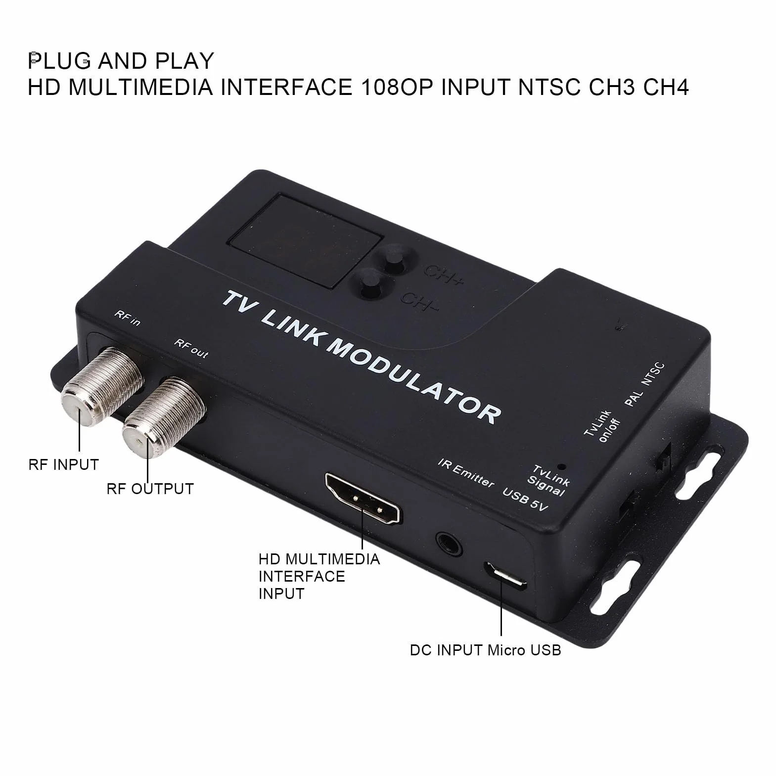 Modulatore RF Convertitore da HDMI a Coassiale 1080P per Vecchia Console di Gioco TV con Telecomando Extender IR