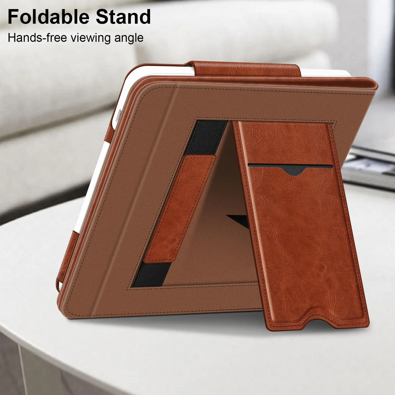 FINTIE Stand Cover per Kobo Libra Colour 2024, Kobo Libra 2 2021 eReader, Custodia Protettiva con Card Slot e Hand Strap, Marrone