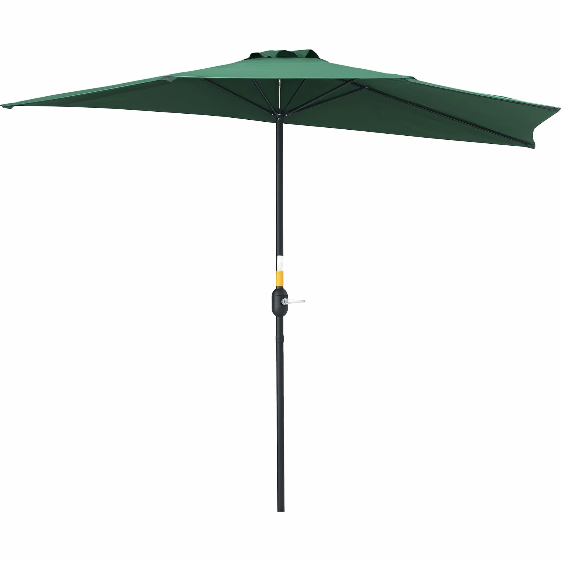 Outsunny Ombrellone Mezzaluna da Parete e Muro 2.7 x 1.4 m per Patio e Balcone, Ombrellone da Giardino in Poliestere con Apertura a Manovella e 5 Stecche, a Semicerchio con Palo a 2 Sezioni