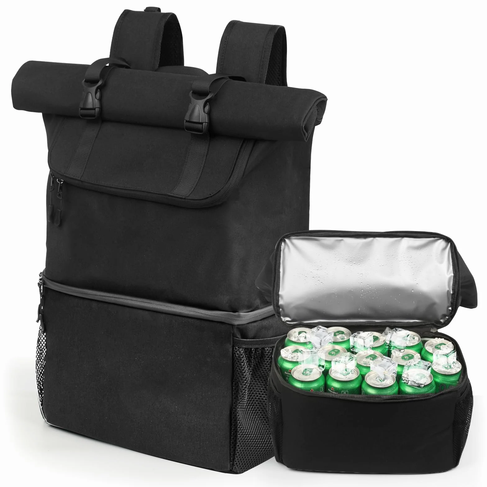 DEWUR Zaino termico da 35 l, grande, 2 in 1, borsa termica a doppio strato, impermeabile, per picnic, spiaggia, barbecue, campeggio, viaggi, famiglia