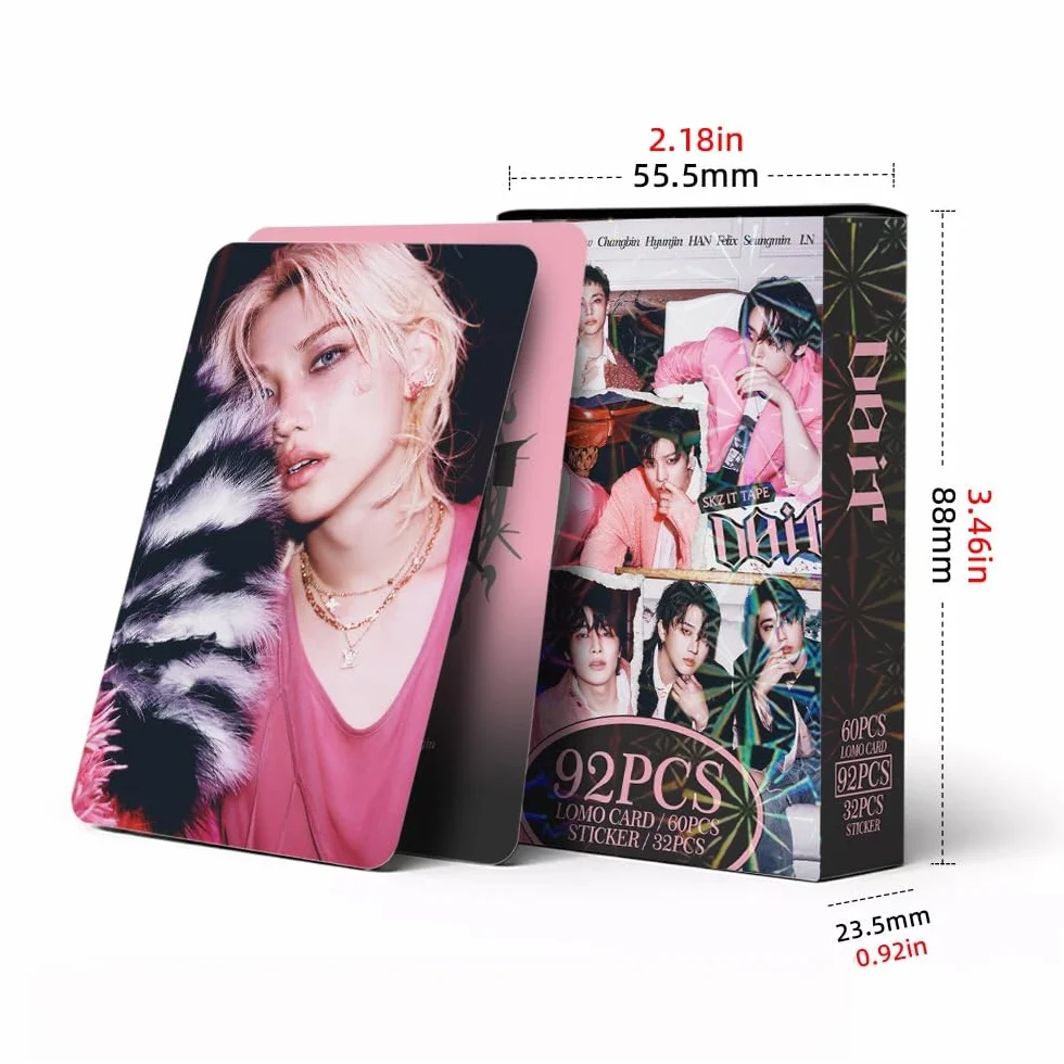 Kpop Stray Kids Cartoline Fotografiche 60 Carte Lomo 32 Adesivi SKZ Fotocard SKZ (E)