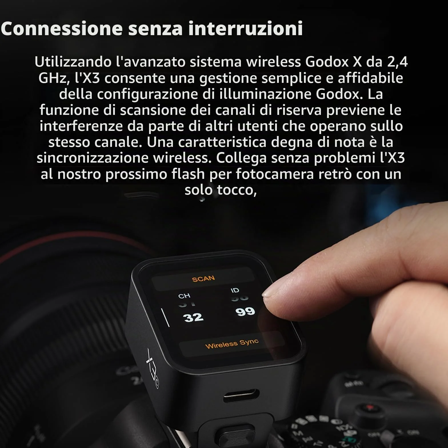 Godox X3-S Flash Trigger 2,4 GHz senza fili Schermo OLED Tipo C Sony