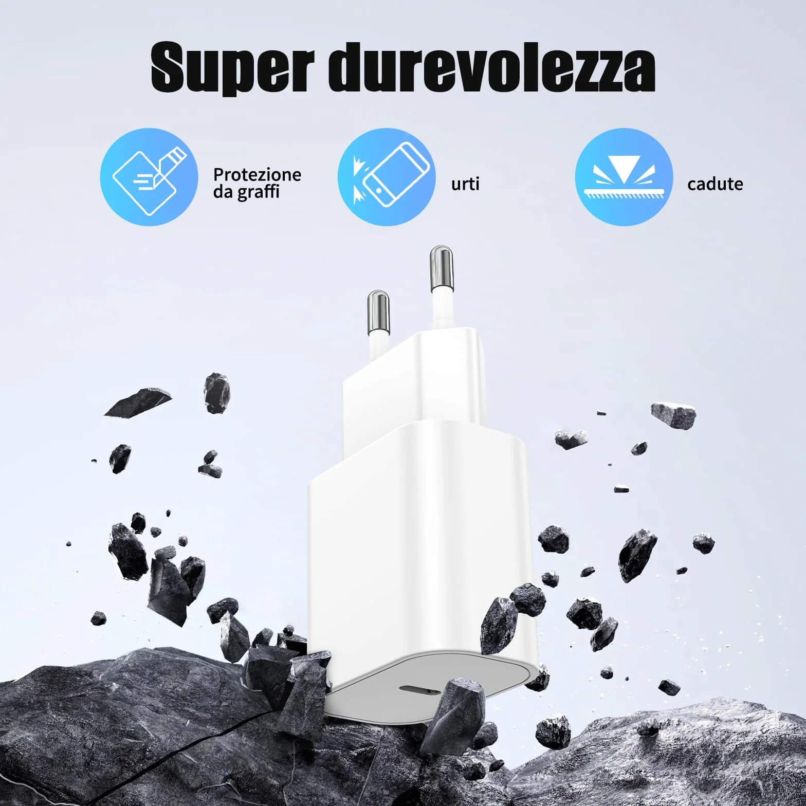 Caricatore Rapido USB C 20W Cavo 2m per Apple iPhone 17/16e/15 Pro Max/Plus, iPad Pro 12.9/11/Air/Mini/10