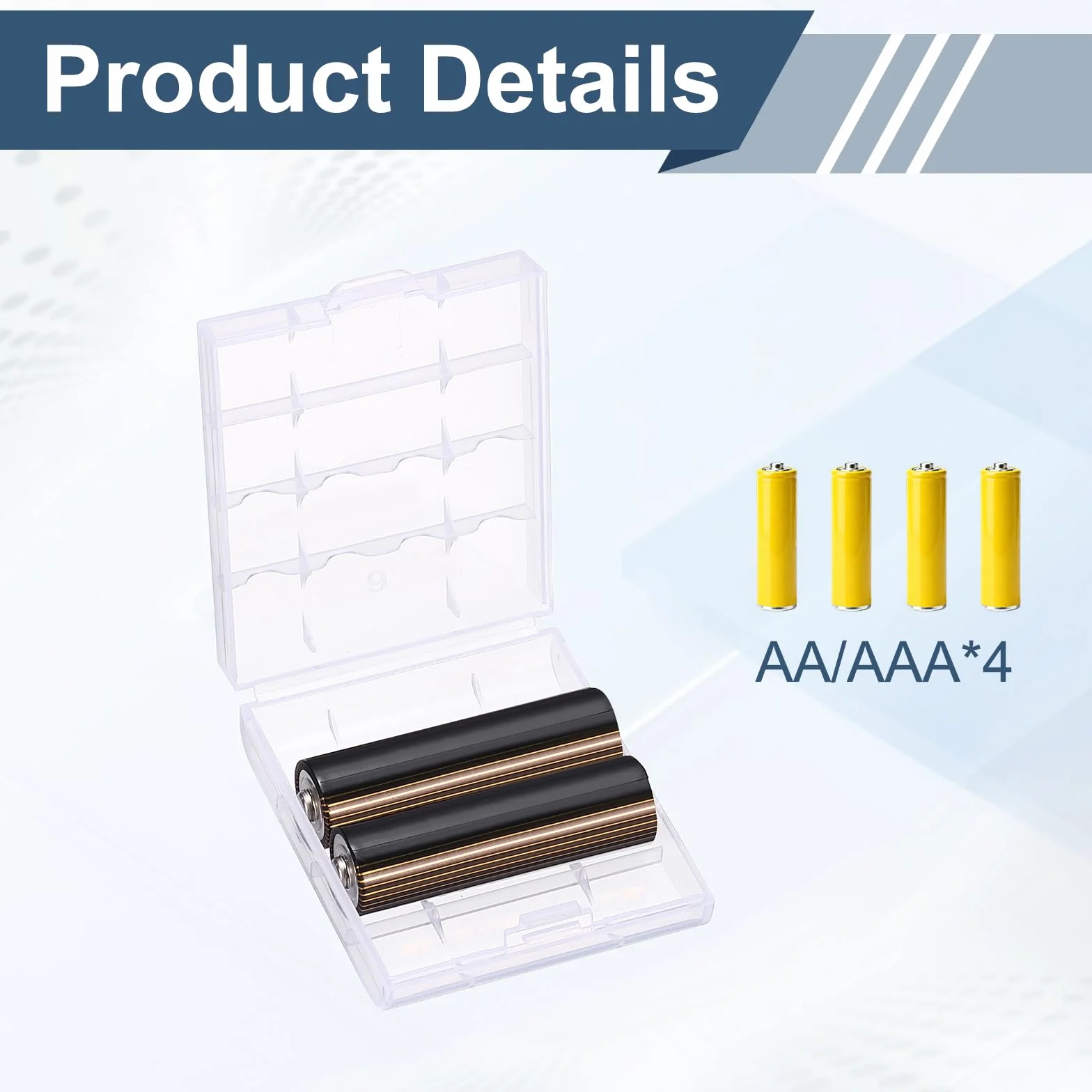 QUARKZMAN Porta Batterie Organizer Scatola Immagazzinaggio 4 x AA/AAA Custodia In Plastica Trasparente Confezione 10