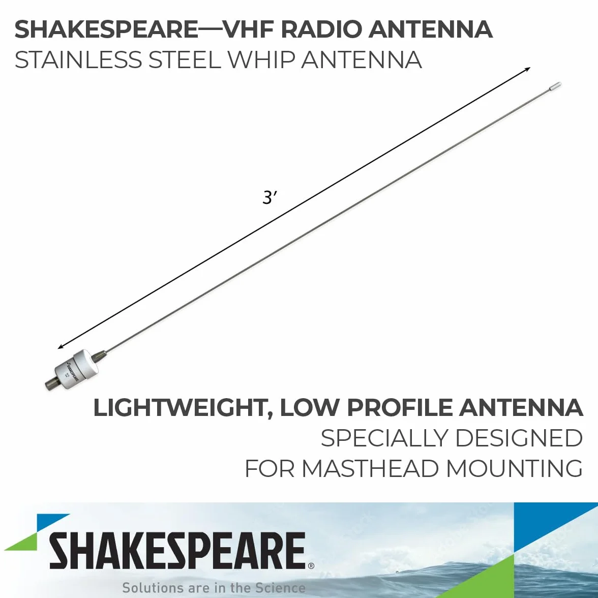 Shakespeare 5215 Antenna a frusta in acciaio inossidabile 3'