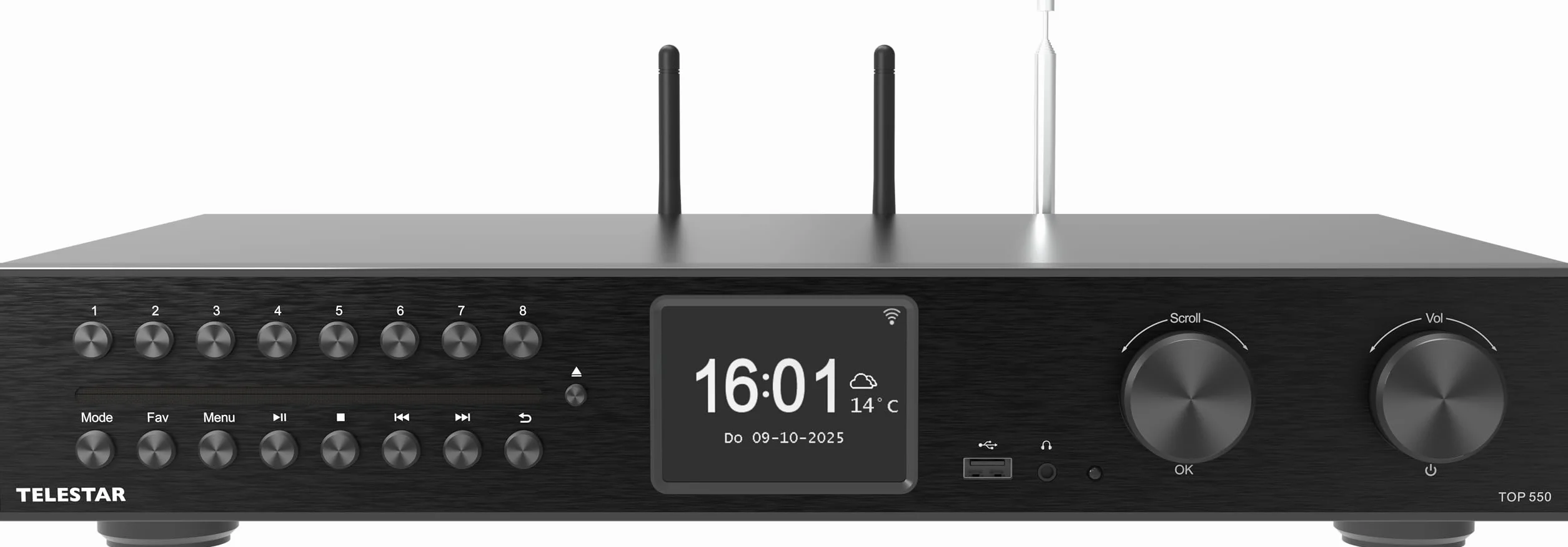 TELESTAR TOP 550 Sistema Hi-Fi con amplificatore e lettore CD 43 cm 2×30 W Radio Internet DAB+ Bluetooth Nero
