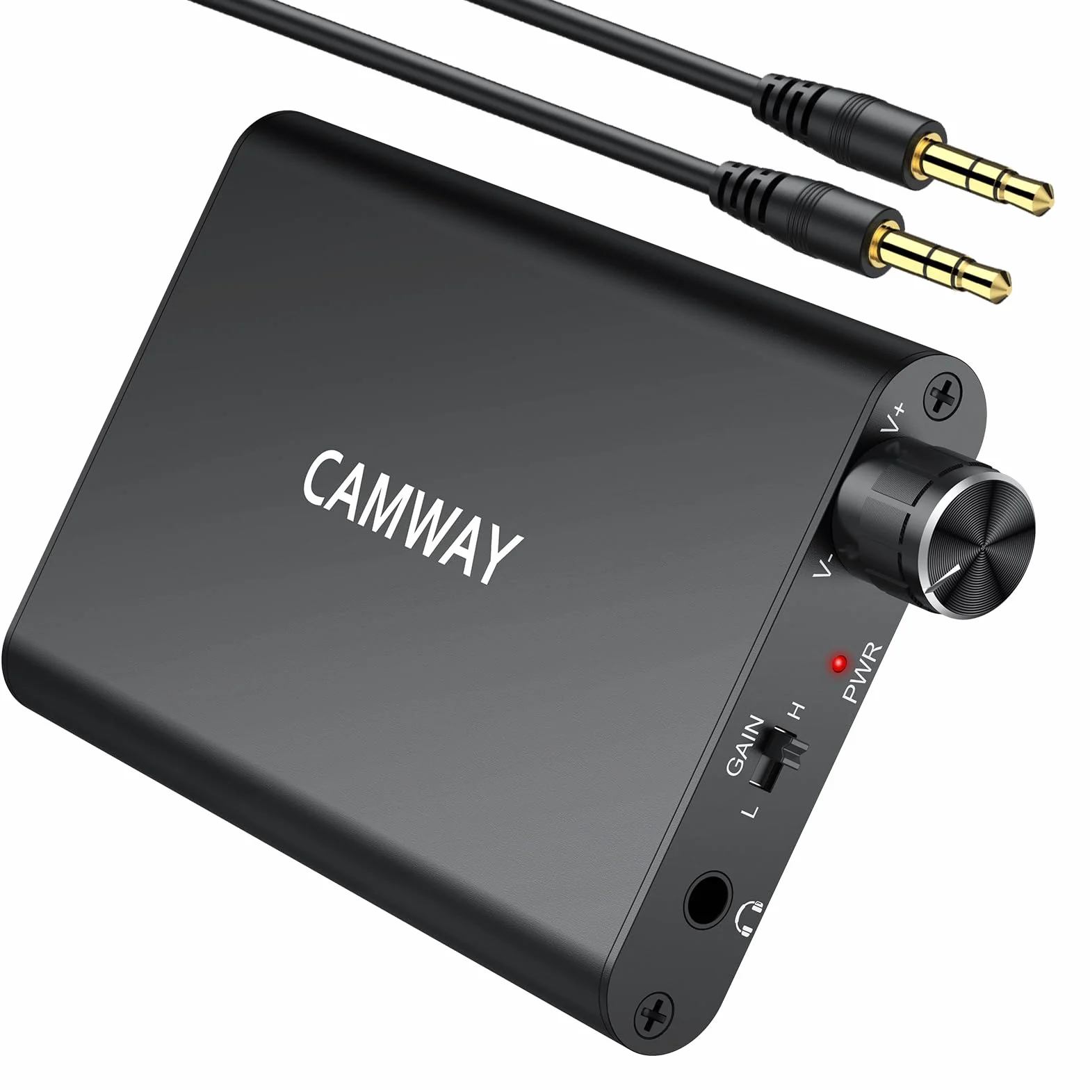 Amplificatore per Cuffie Hi-Fi Portatile Ricaricabile 16-300Ω Due Livelli di Guadagno Manopola Volume Ingresso/Uscita 3,5 mm