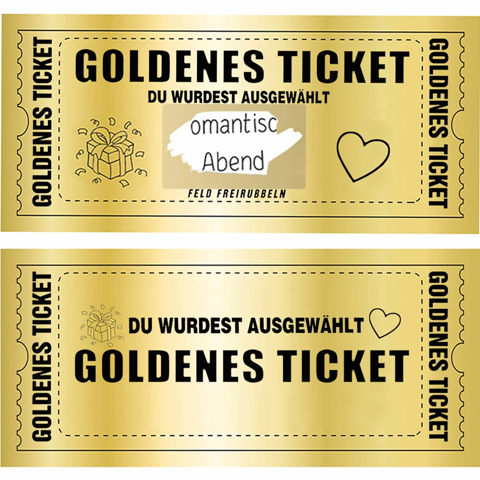 Biglietto D'oro Gratta e Vinci con Busta, Golden Ticket Carta Regalo Voucher per Donne