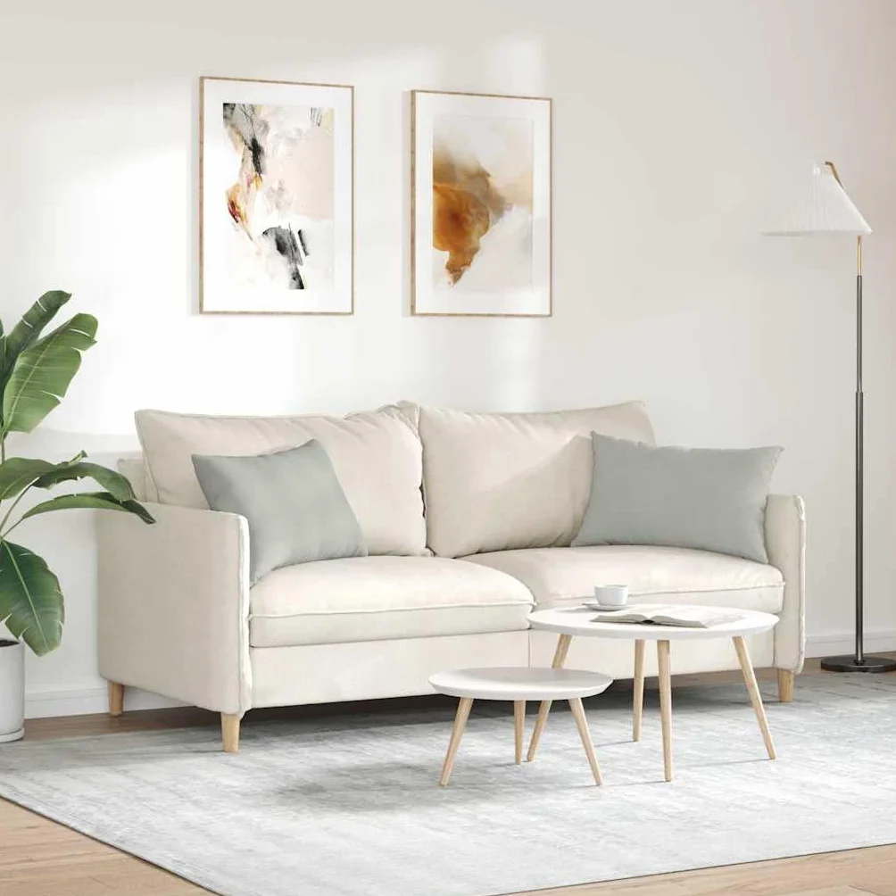 Cuscino divano 2 pezzi grigio chiaro 60x40 cm tessuto con cerniera imbottitura poliestere