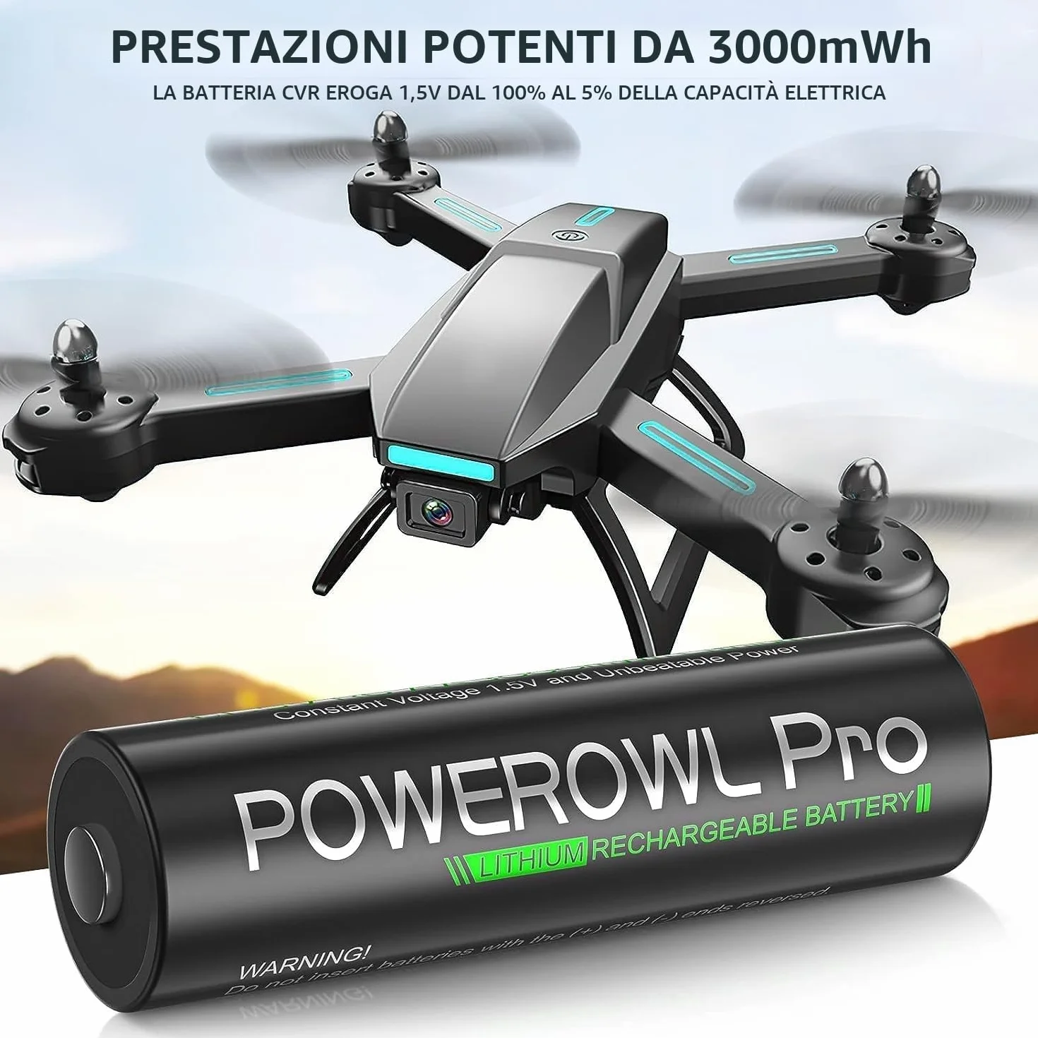 POWEROWL Batterie al litio ricaricabili AA 3000 mWh 1,5 V 8 confezioni con caricabatterie per fotocamera VR/AR Headset Xbox Controller