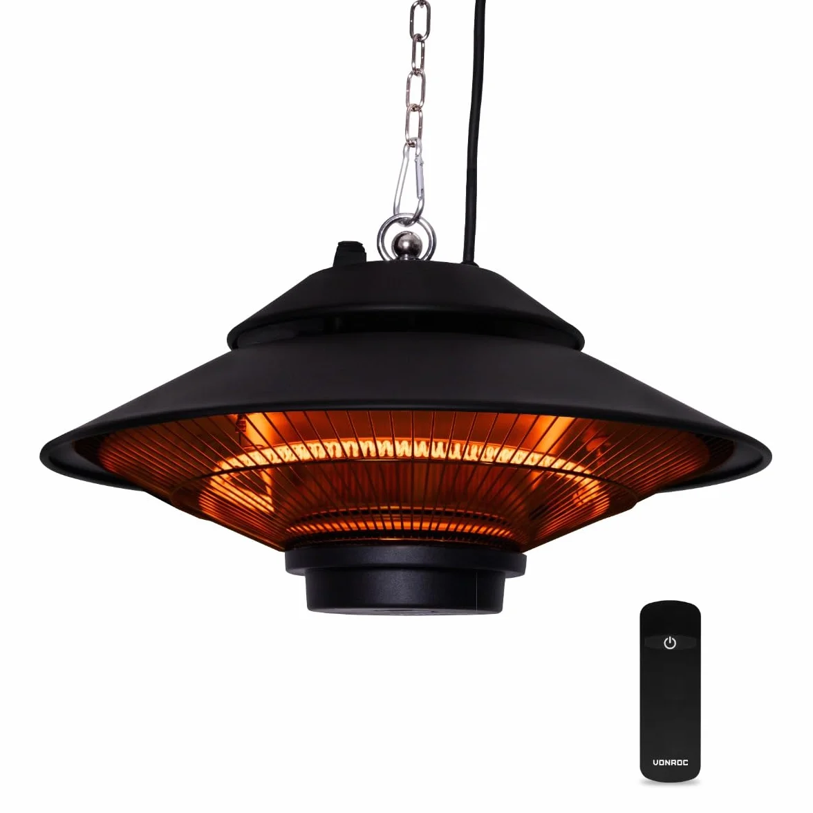 VONROC Stufa da Esterno a Infrarossi Ustica 1500W, Riscaldatore a Soffitto IP44 con Telecomando