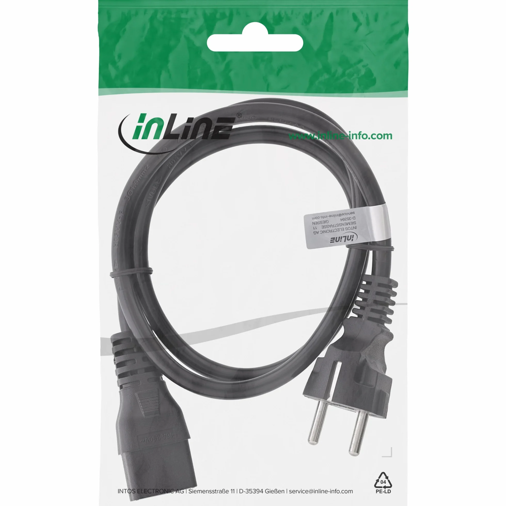 Cavo Alimentazione 16A Spina Schuko CEE-7/7 IEC-320-C19 2m Nero