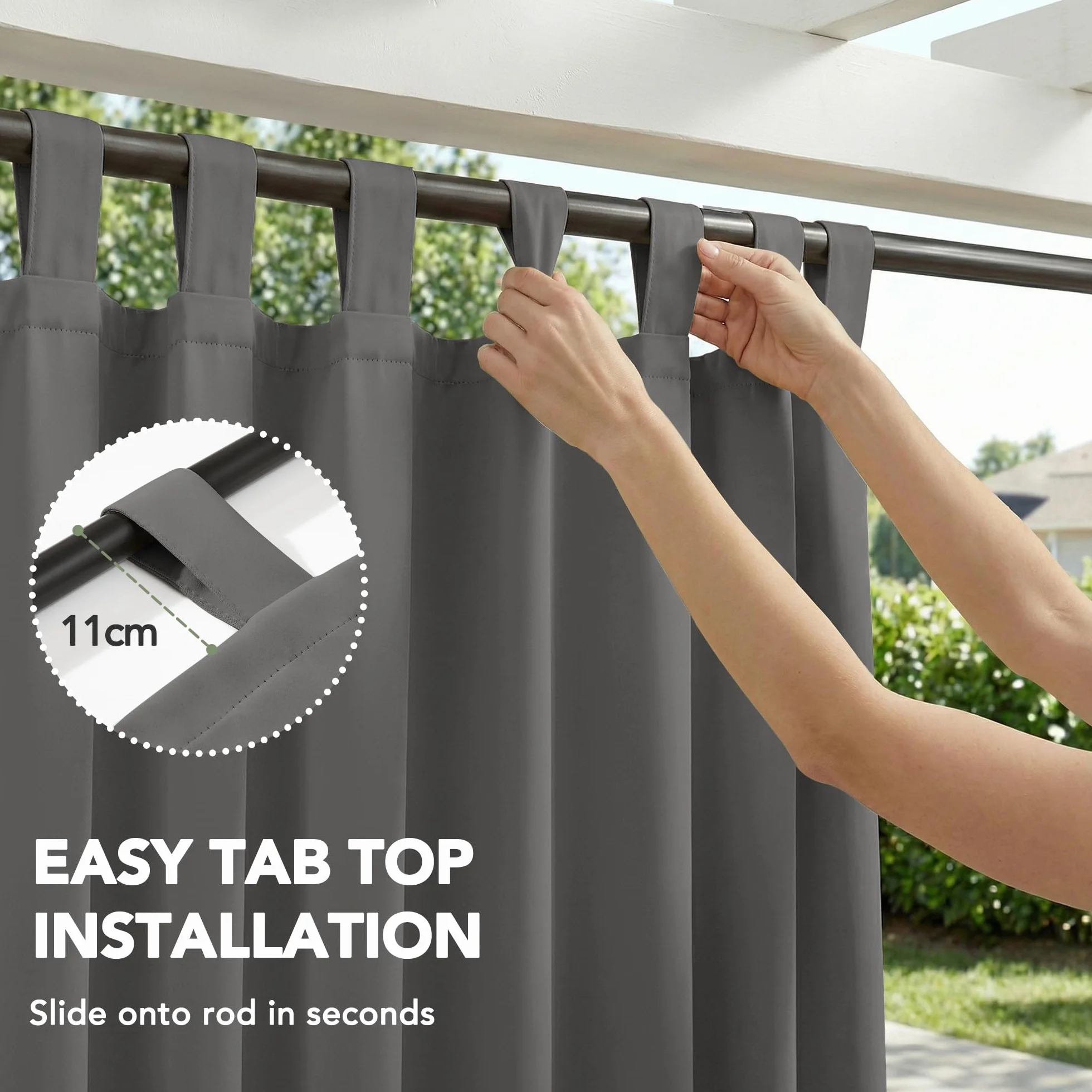 Deconovo Tende da Sole per Esterno 132x214 cm, Set da 2 Tende Idrorepellenti Oscuranti e Termiche con Passanti, per Gazebo, Pergola, Balcone, Terrazza e Veranda, Grigio Chiaro
