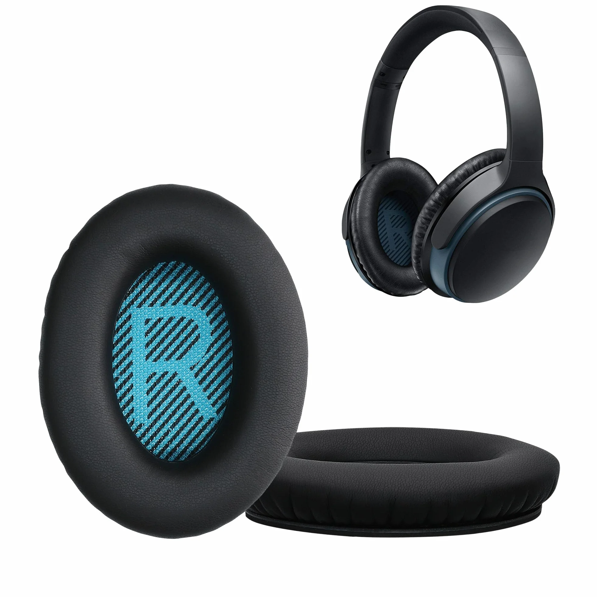 kwmobile Cuscinetti Compatibile Bose Soundlink Around-Ear Wireless II Pad Over Ear Simil Pelle Nero