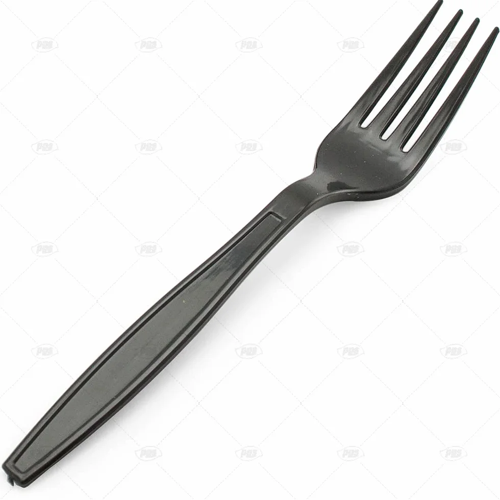 Confezione da 50 forchette in plastica nera, riutilizzabili, per feste, picnic, barbecue, eventi, resistenti
