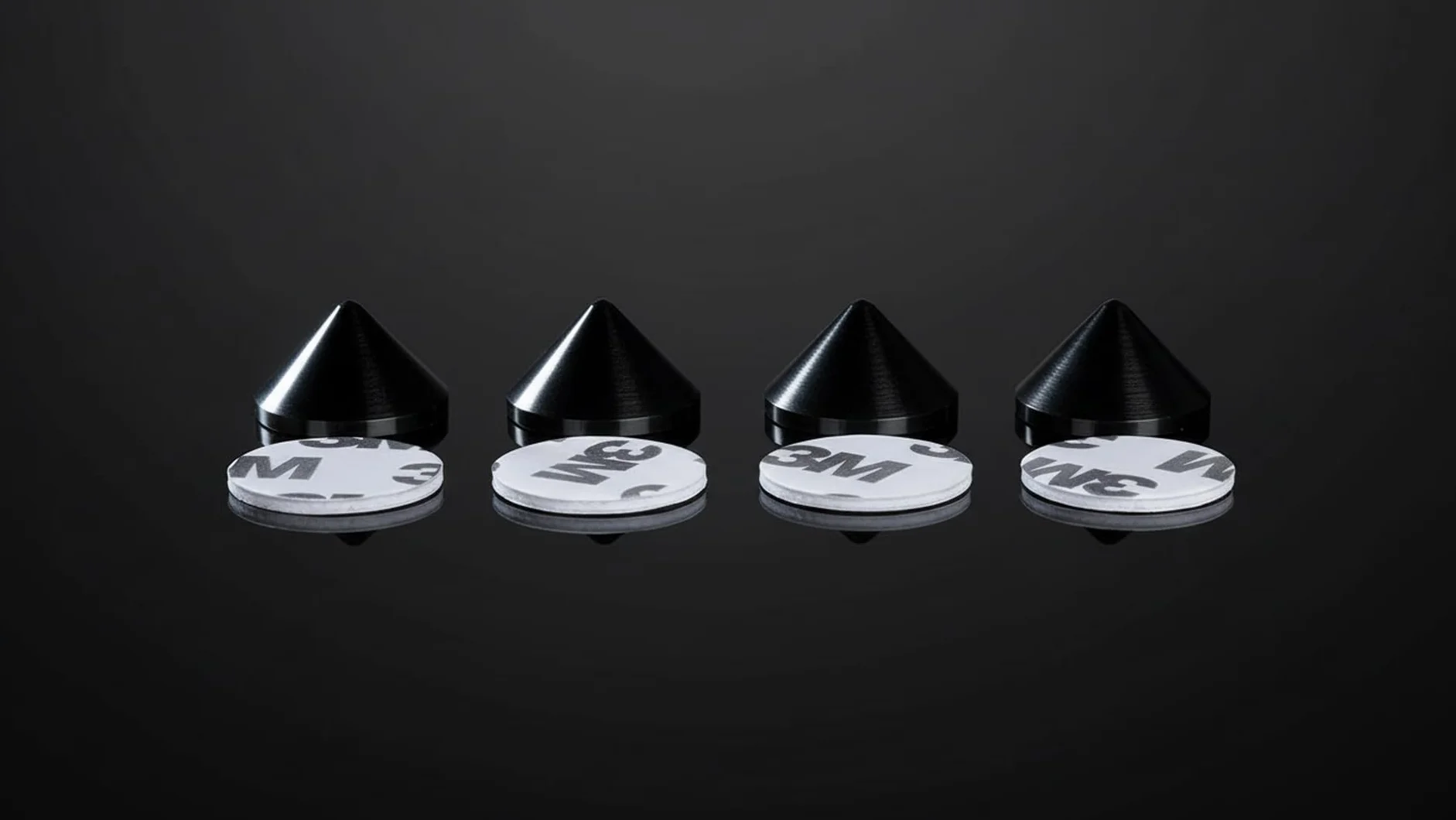 PrecisionGeek Altoparlanti Spike Cono Absorber Vite 4pz Cuscinetto Biadesivo 4pz Aluminio Nero