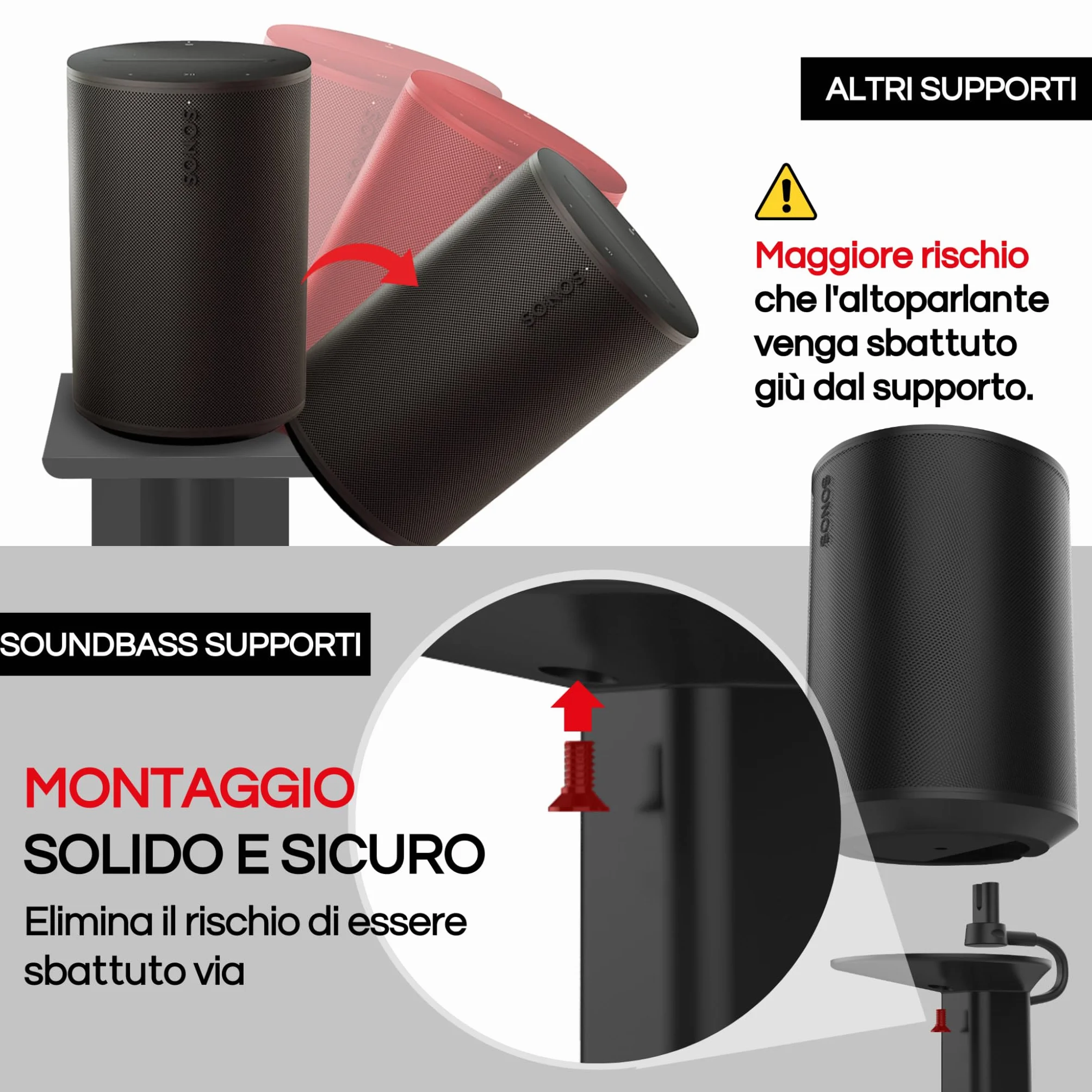 Supporto da Pavimento ERA 100, Doppia Confezione (2pcs), Compatibile con Sonos ERA100, ERA 100 SL, Sonos ONE, Play:1, Nero