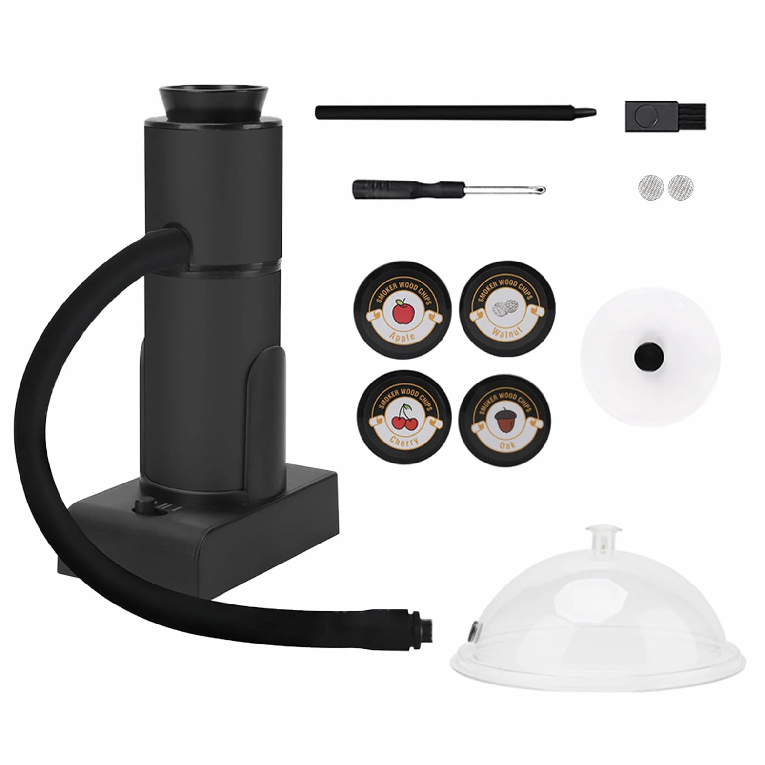 Food Smoking Gun, affumicatore da cucina con coperchio a cupola e 4 trucioli di legno, infusore di fumo freddo per cocktail, barbecue, bevande, formaggio, bistecche sous vide