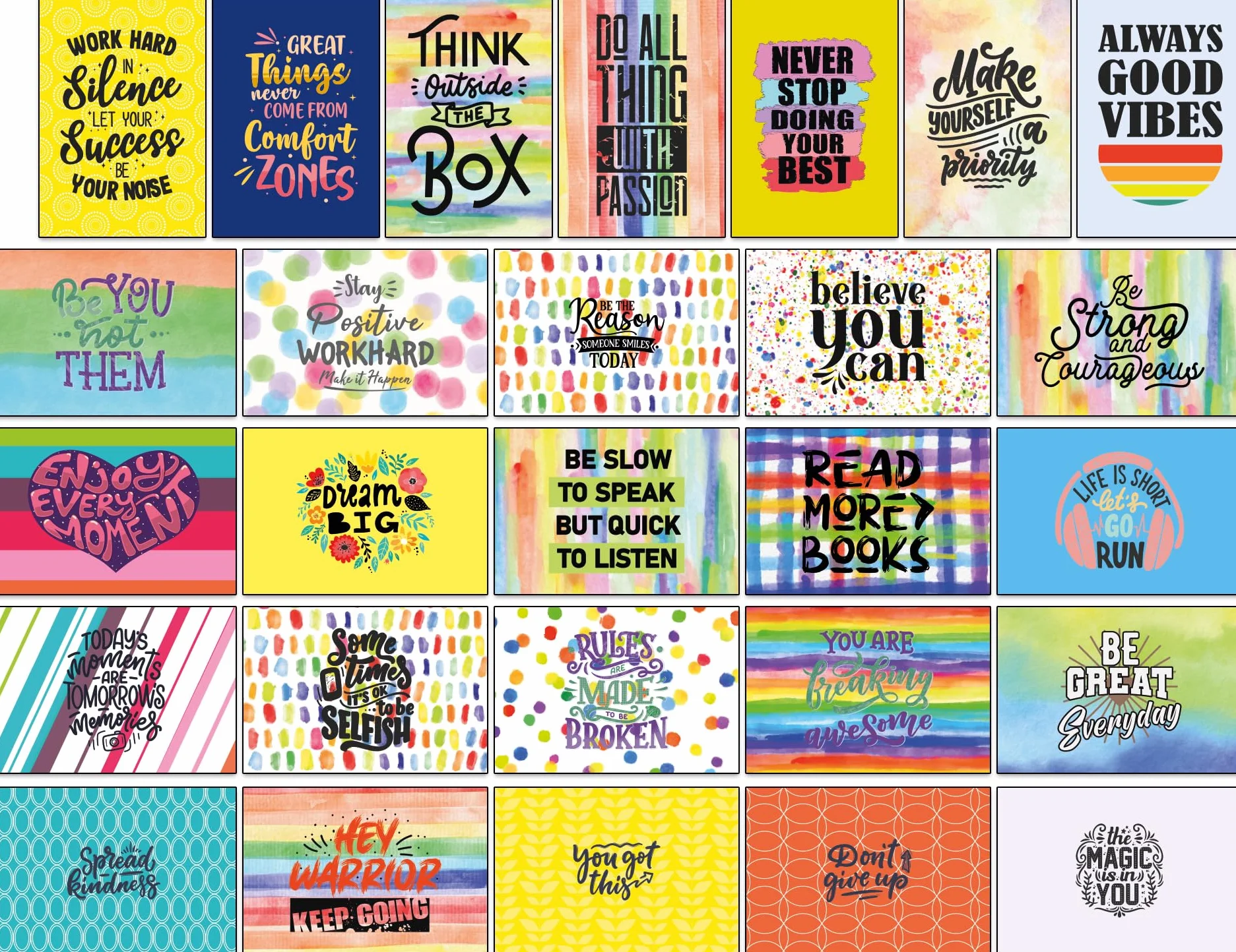 100 cartoline motivazionali e ispiratrici – 100 diversi disegni