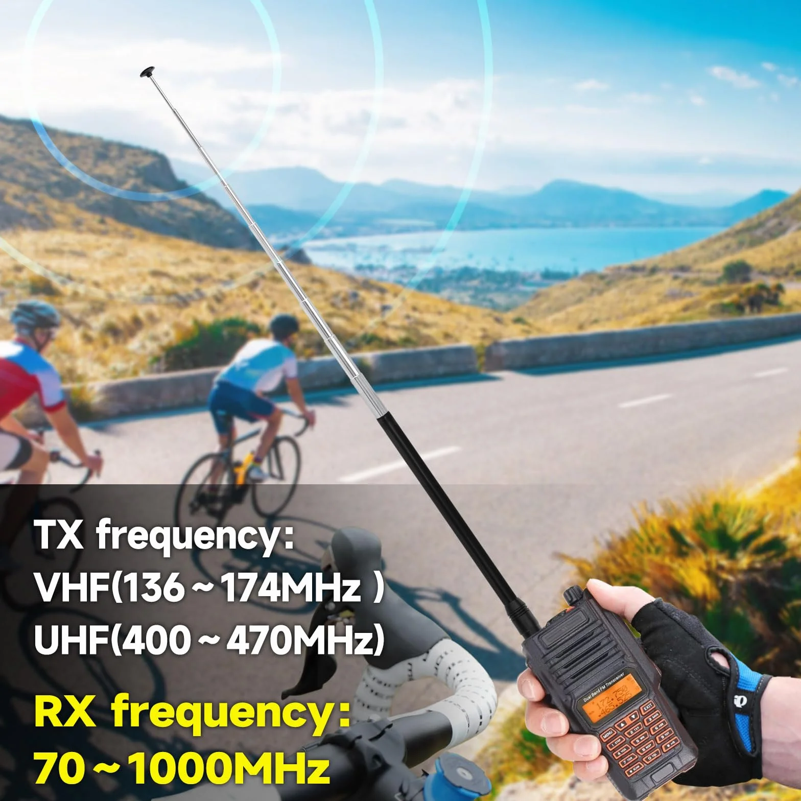 Eightwood Walkie Talkie Antenna Dual Band 144/430 MHz SMA Telescopica per Baofeng UV-82 UV-5R RT Quansheng