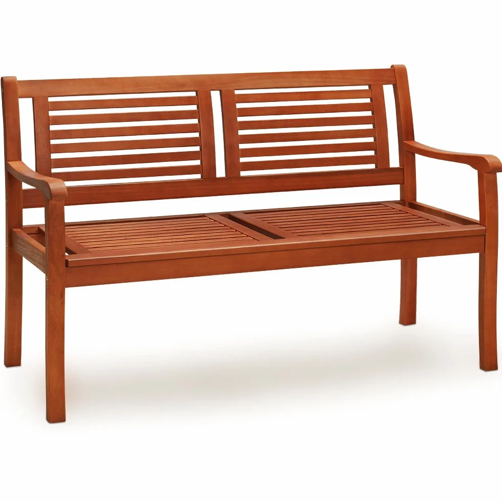 Casaria Panchina da Giardino Bologna in Legno di Eucalipto Resistente 120x60x90cm Portata 320kg Panca da Esterno 2 Posti