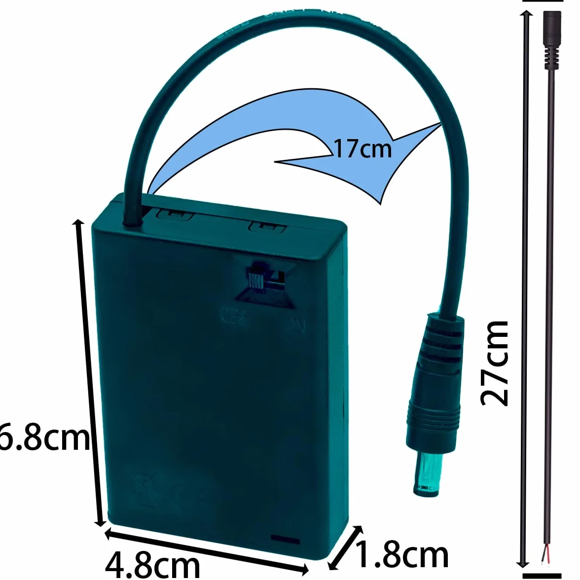 CTRICALVER Porta batterie 3 pile AA con interruttore 4,5V DC maschio cavo 0,3m set 3 per strisce LED DIY