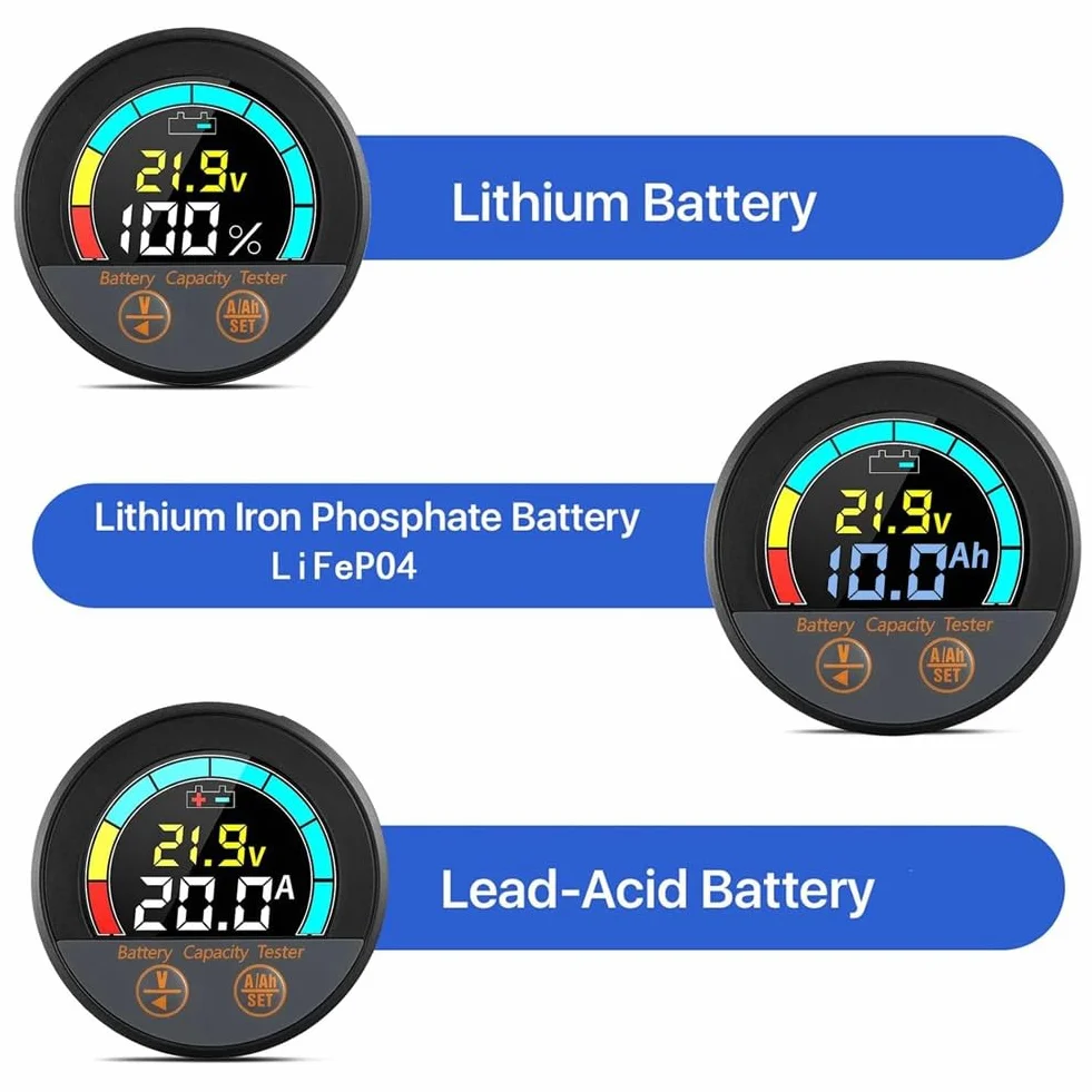 Tester per Batterie Impermeabile IP67 10-100 V 100 A Shunt Monitoraggio SoC Ah Litio LiFePO4