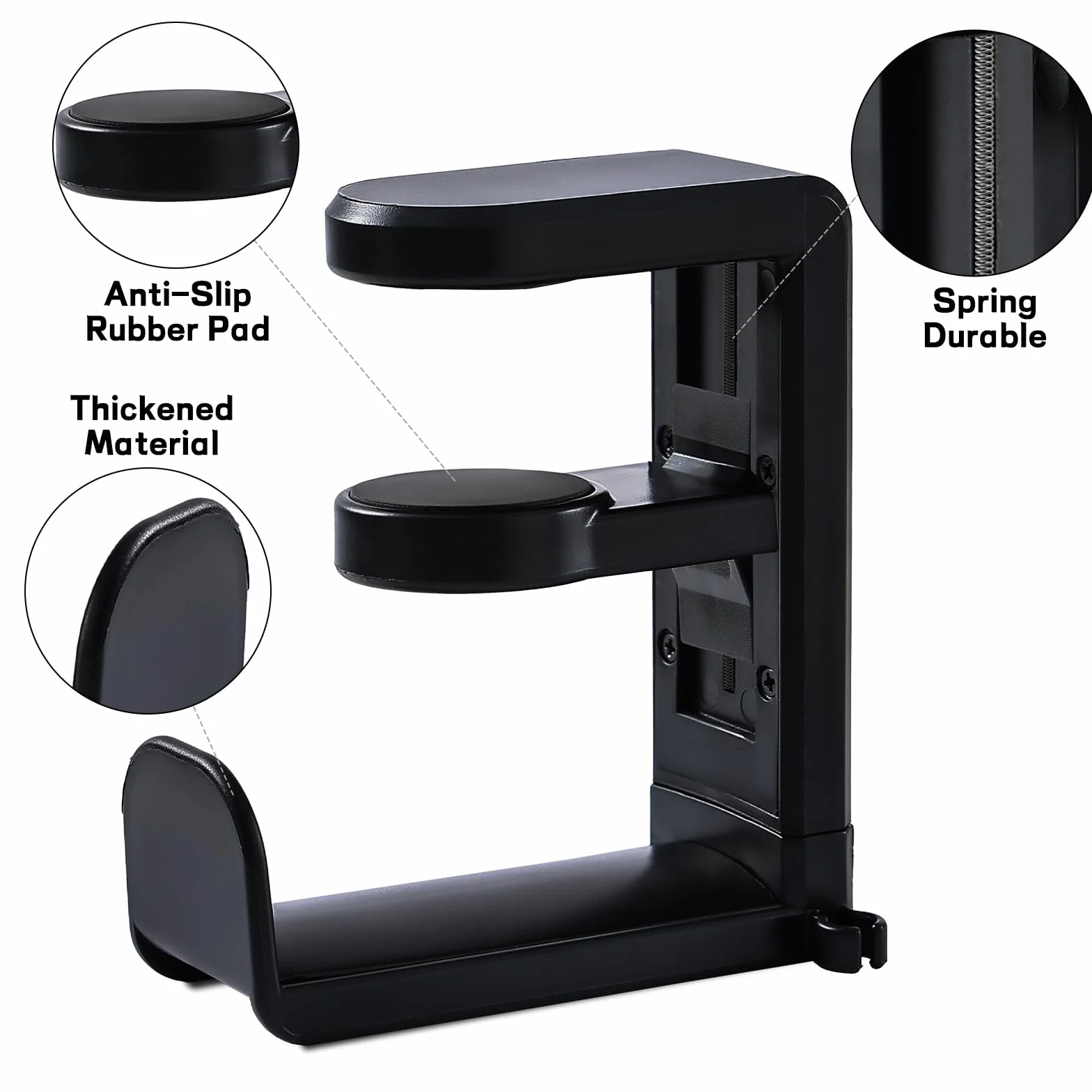 Porta Cuffie da Scrivania Supporto per Cuffie Gaming ABS Metallo Girevole 360° Salvaspazio Nero