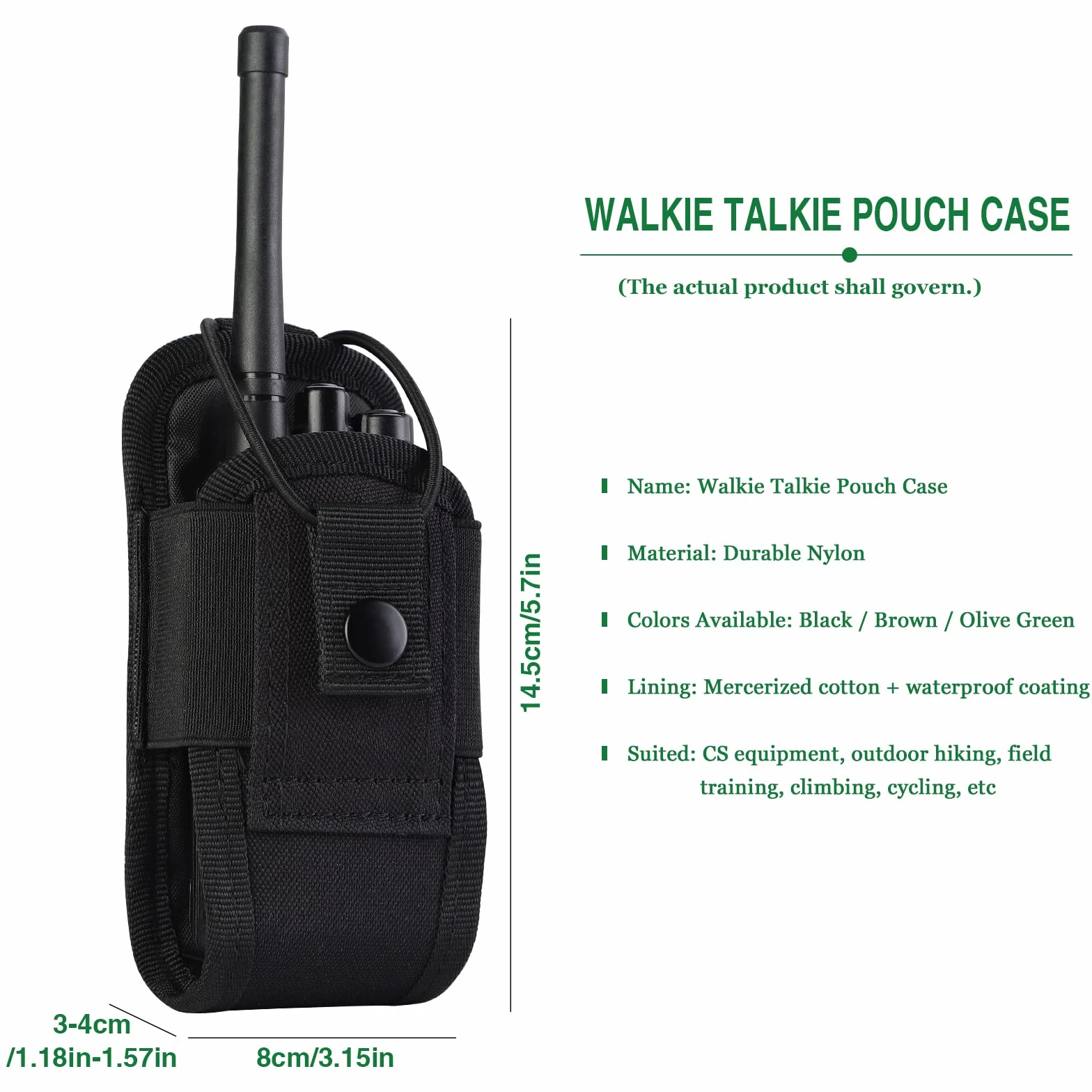 Kyrio Molle porta radio Walkie Talkie Pouch Case per cintura di servizio fondina tattica