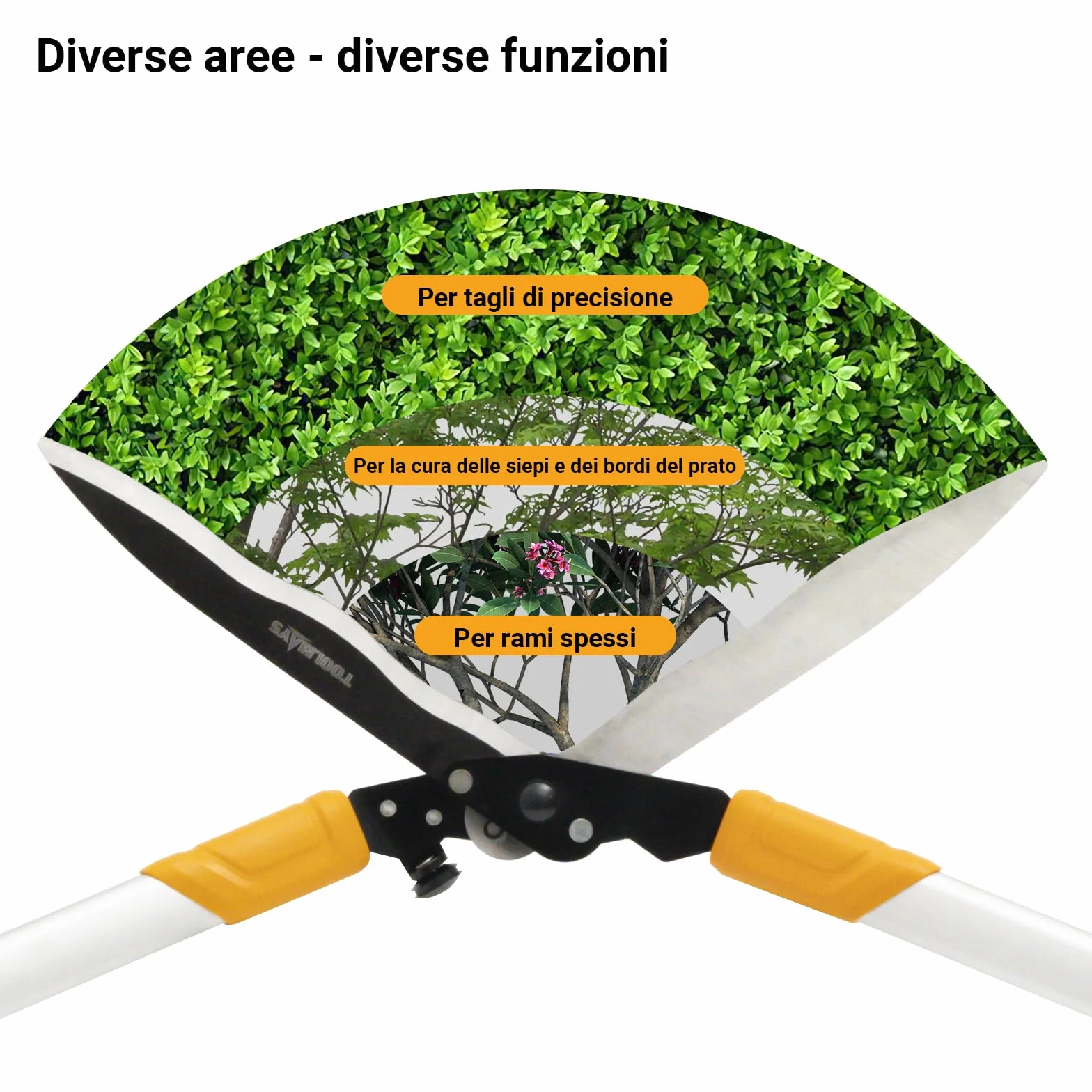 Tagliasiepi 78 cm, cesoie da giardino con sega a mano da 21 cm, cesoie professionali manualmente con design a testa angolata di 20°